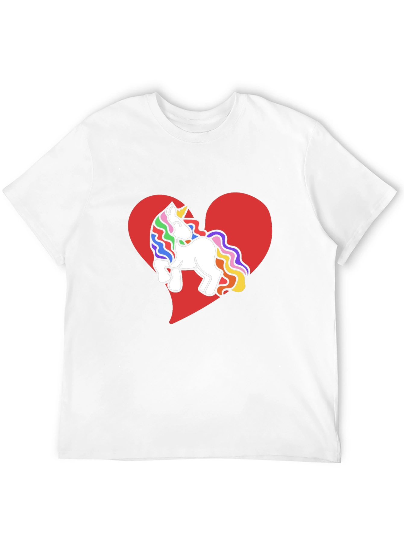 Black Unicorn Heart Tee - Rainbow Mane Graphic T-Shirt view 12