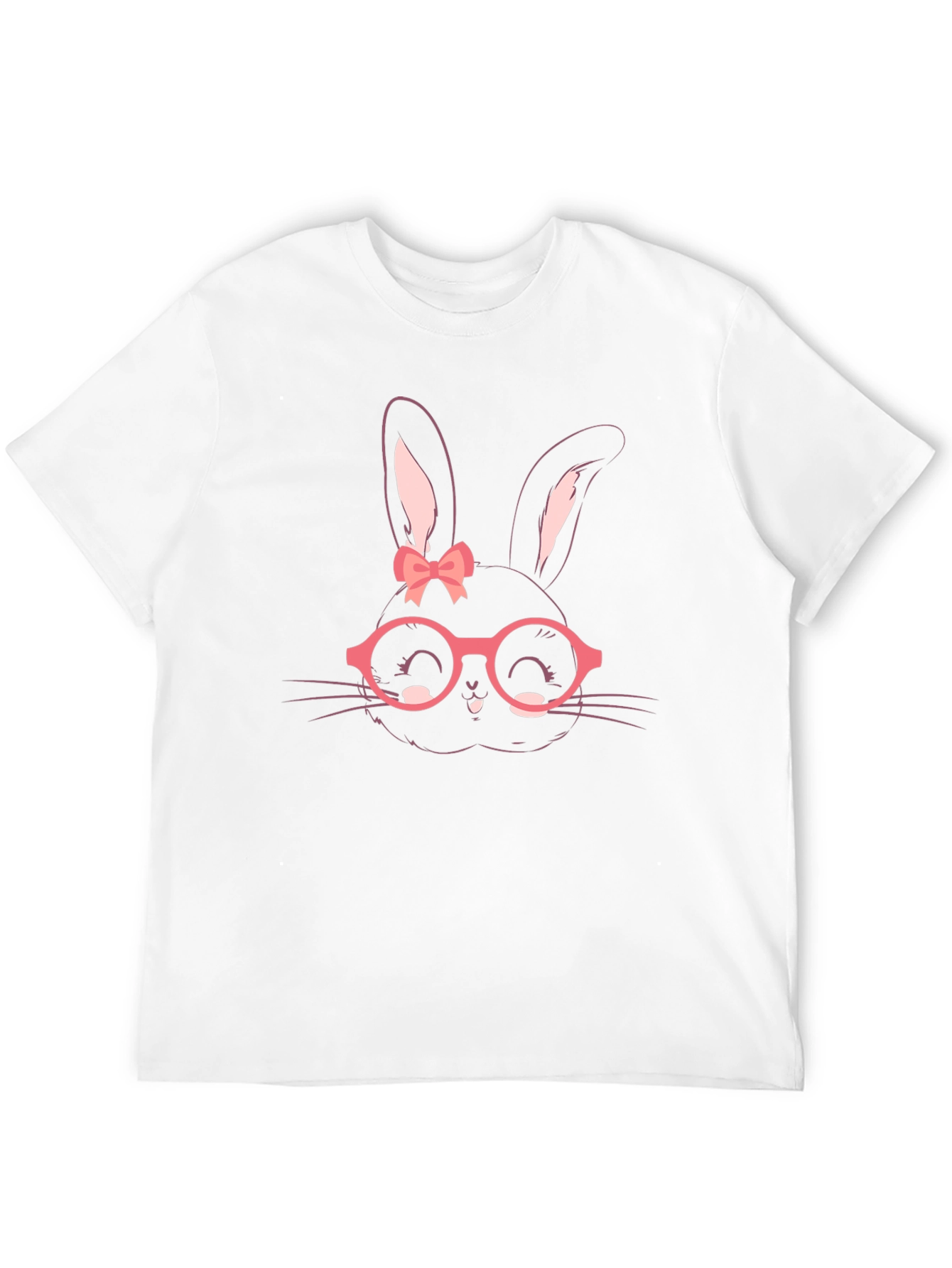 Black Cute Bunny with Glasses Graphic Tee view 12