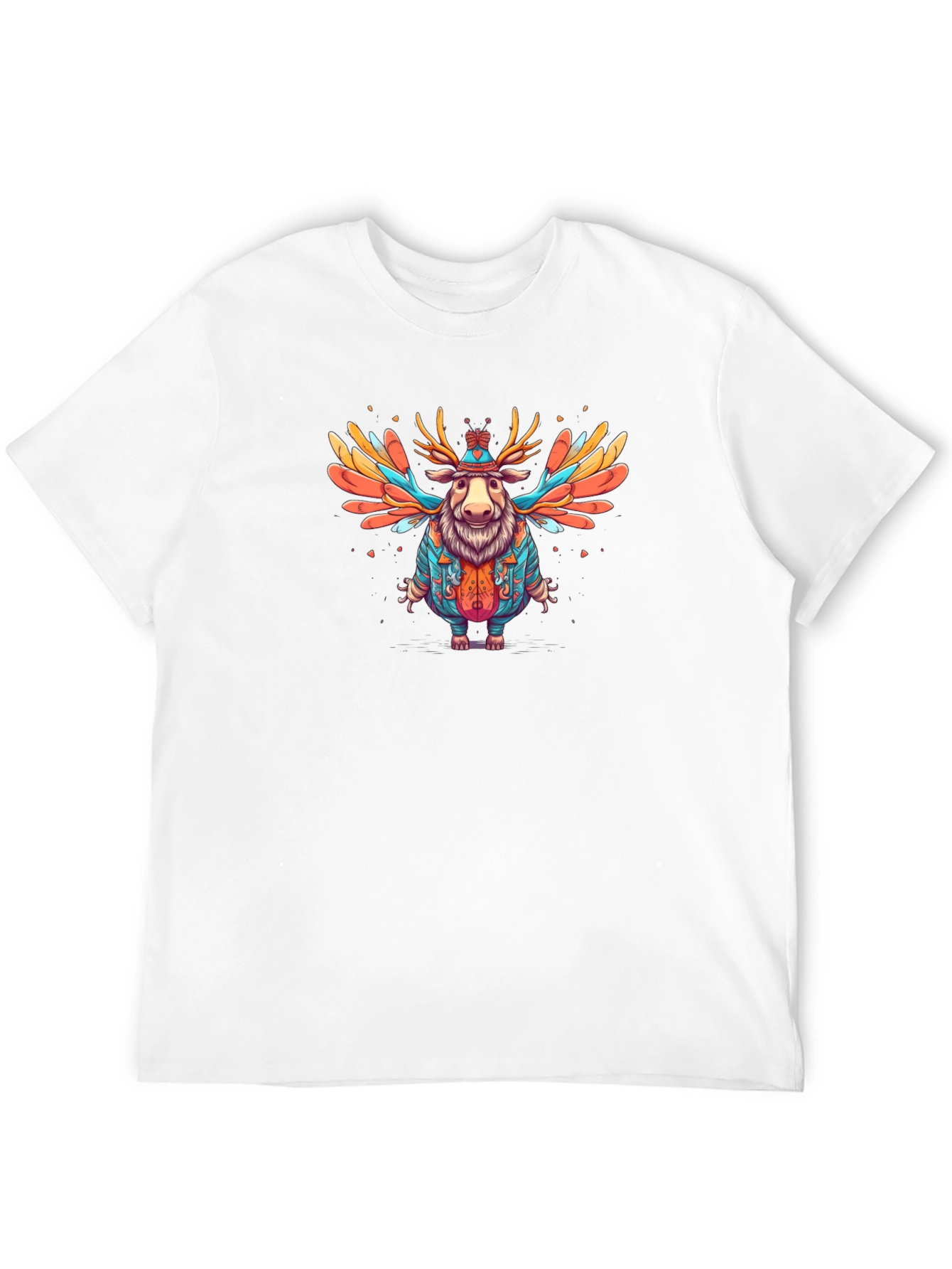 Black Whimsical Moose Graphic Tee - Soft Black Cotton Blend view 12