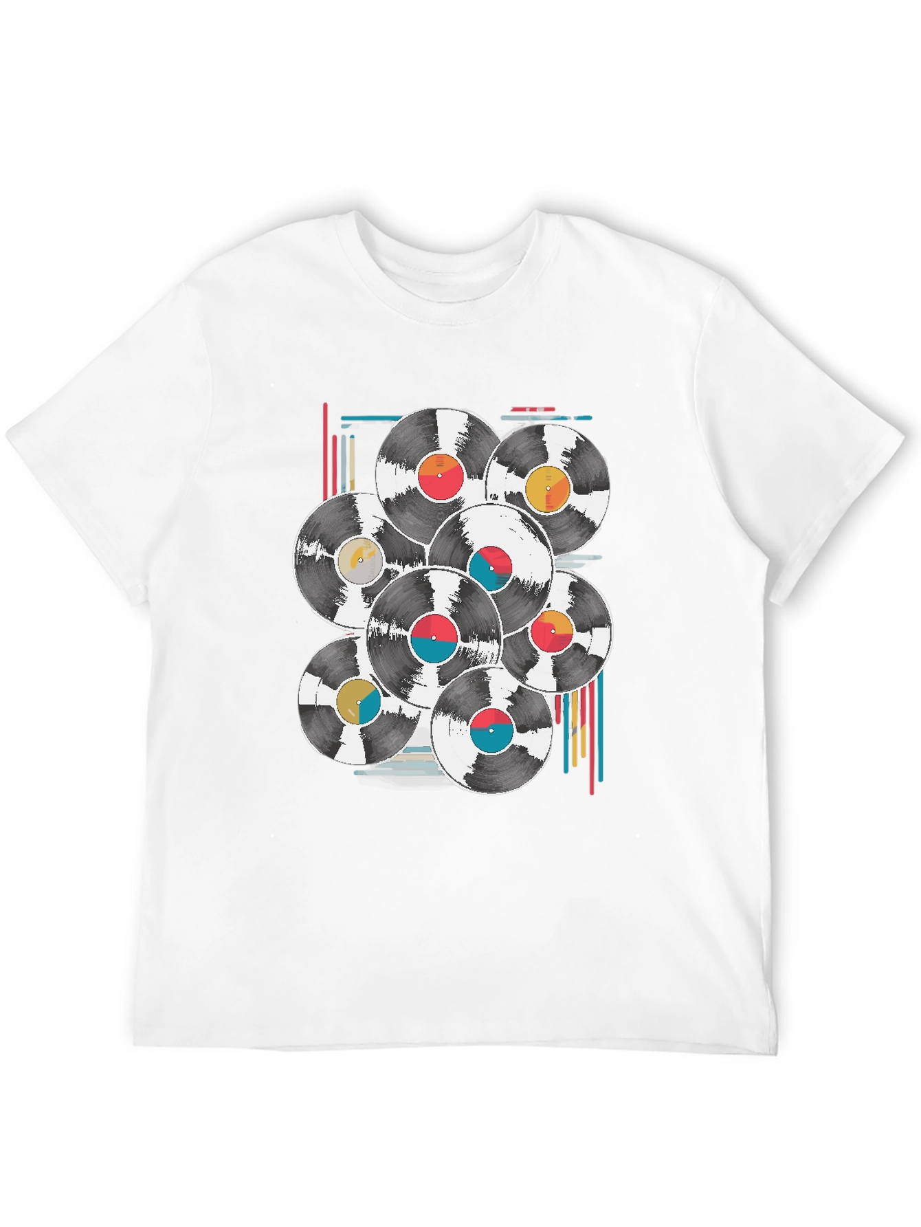 Black Retro Vinyl Record Graphic Tee - Black Cotton Blend T-Shirt view 12