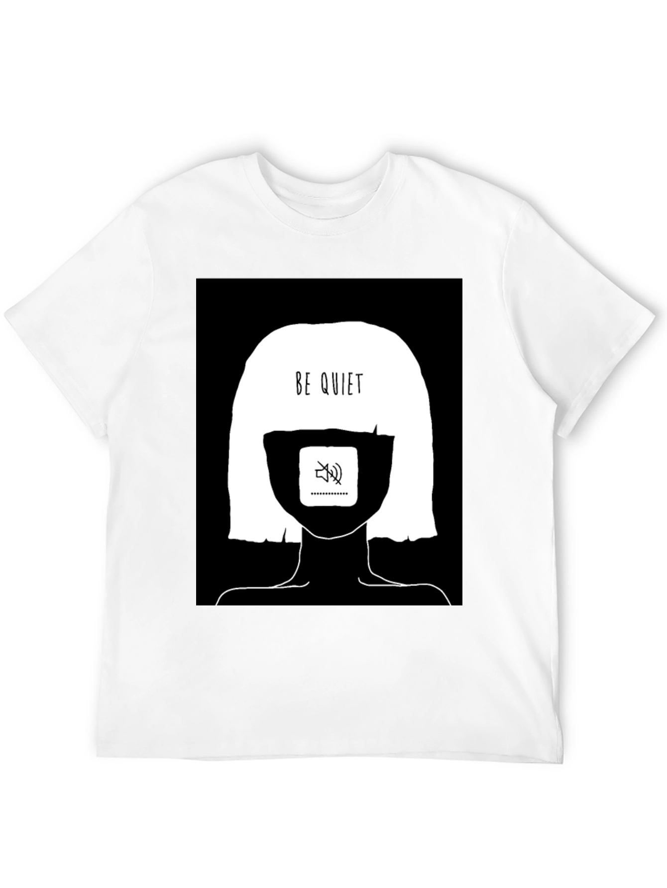 Black Be Quiet Graphic Tee - Black Cotton Unisex view 12