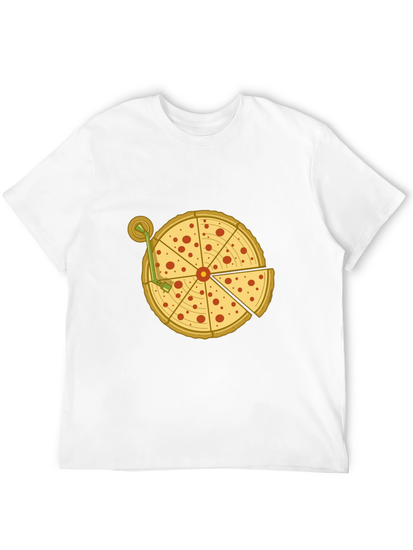 Black Pizza Turntable Graphic Tee - Black Cotton T-Shirt view 12