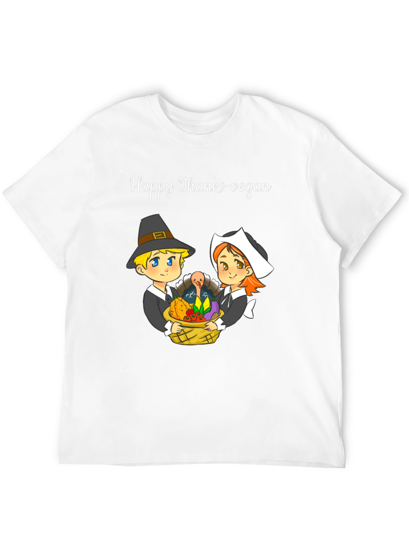 Black Happy Thanks-Vegan T-Shirt view 12