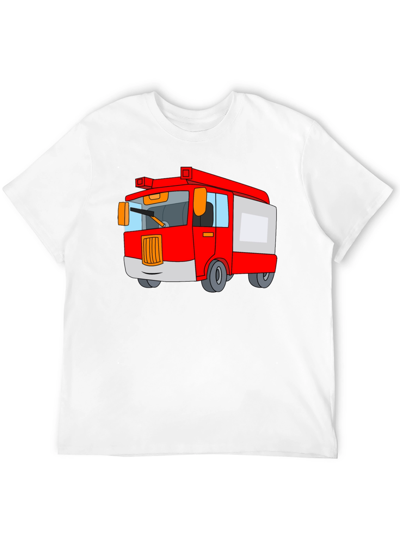 Black Fire Truck Cartoon Graphic Black T-Shirt view 12