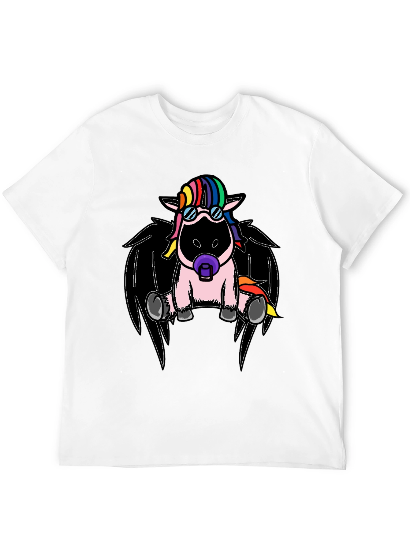 Black Cool Unicorn with Wings Graphic T-Shirt view 12