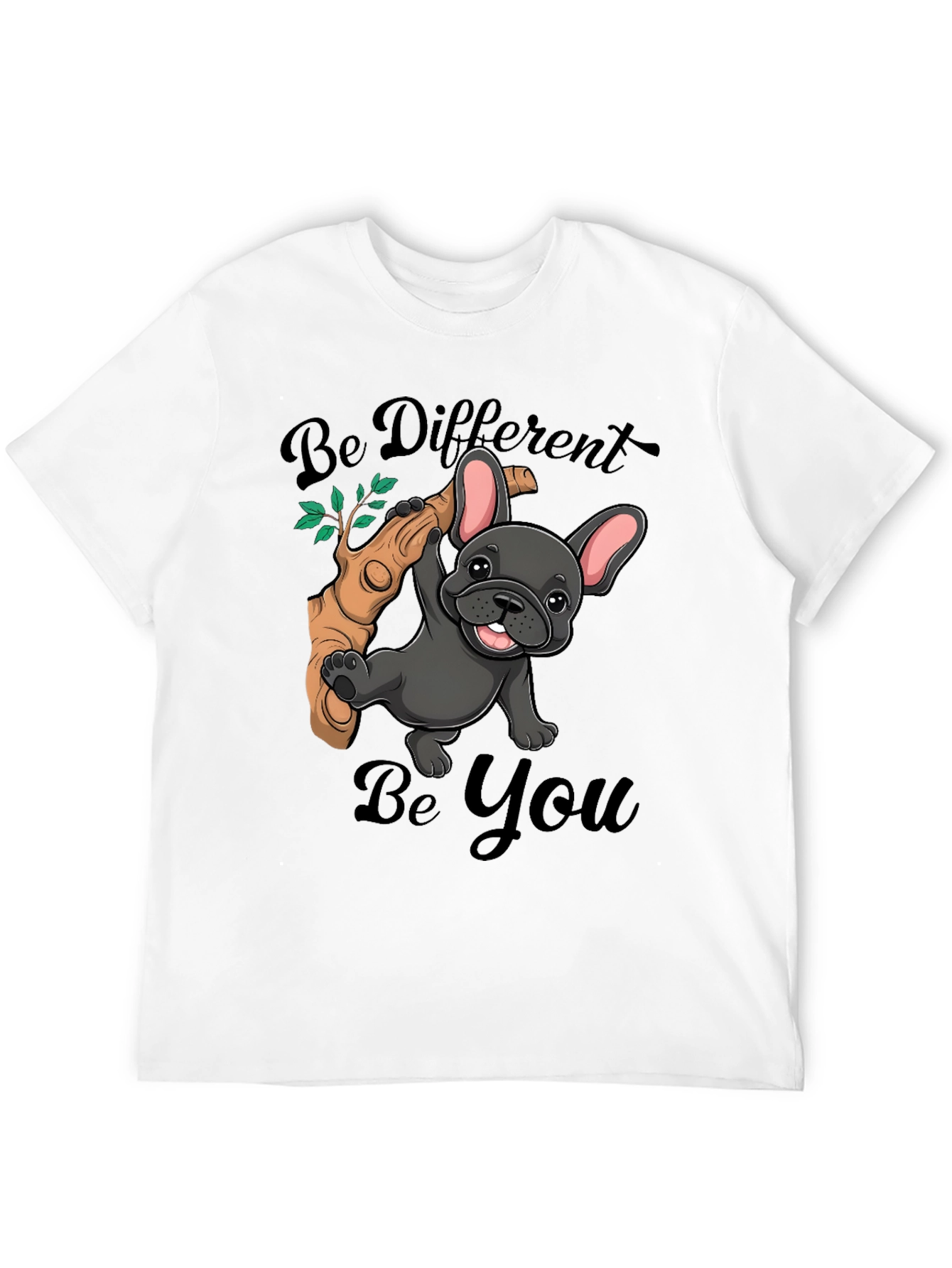Black Be Different Be You Bulldog T-Shirt view 12