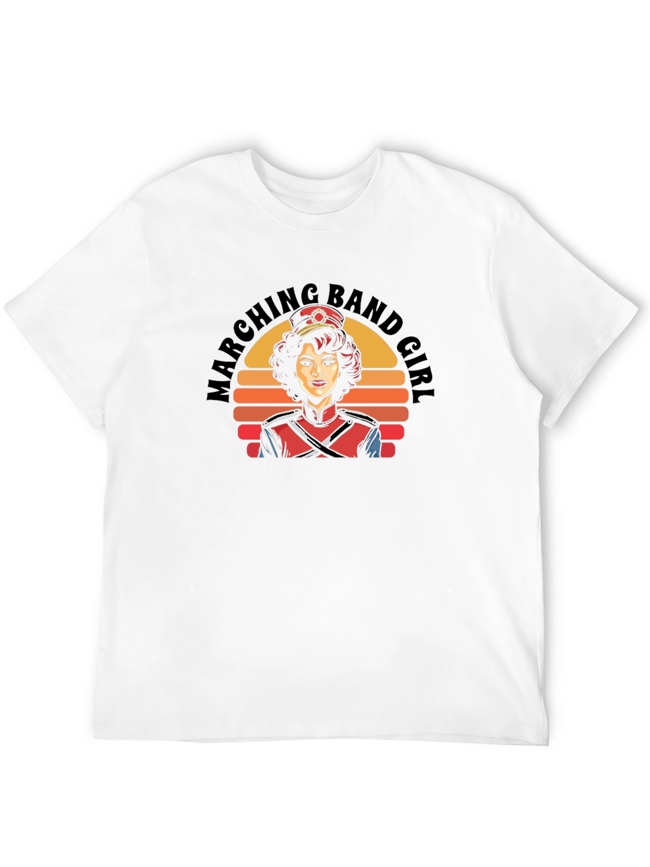 Black Marching Band Girl Retro Graphic T-Shirt view 12