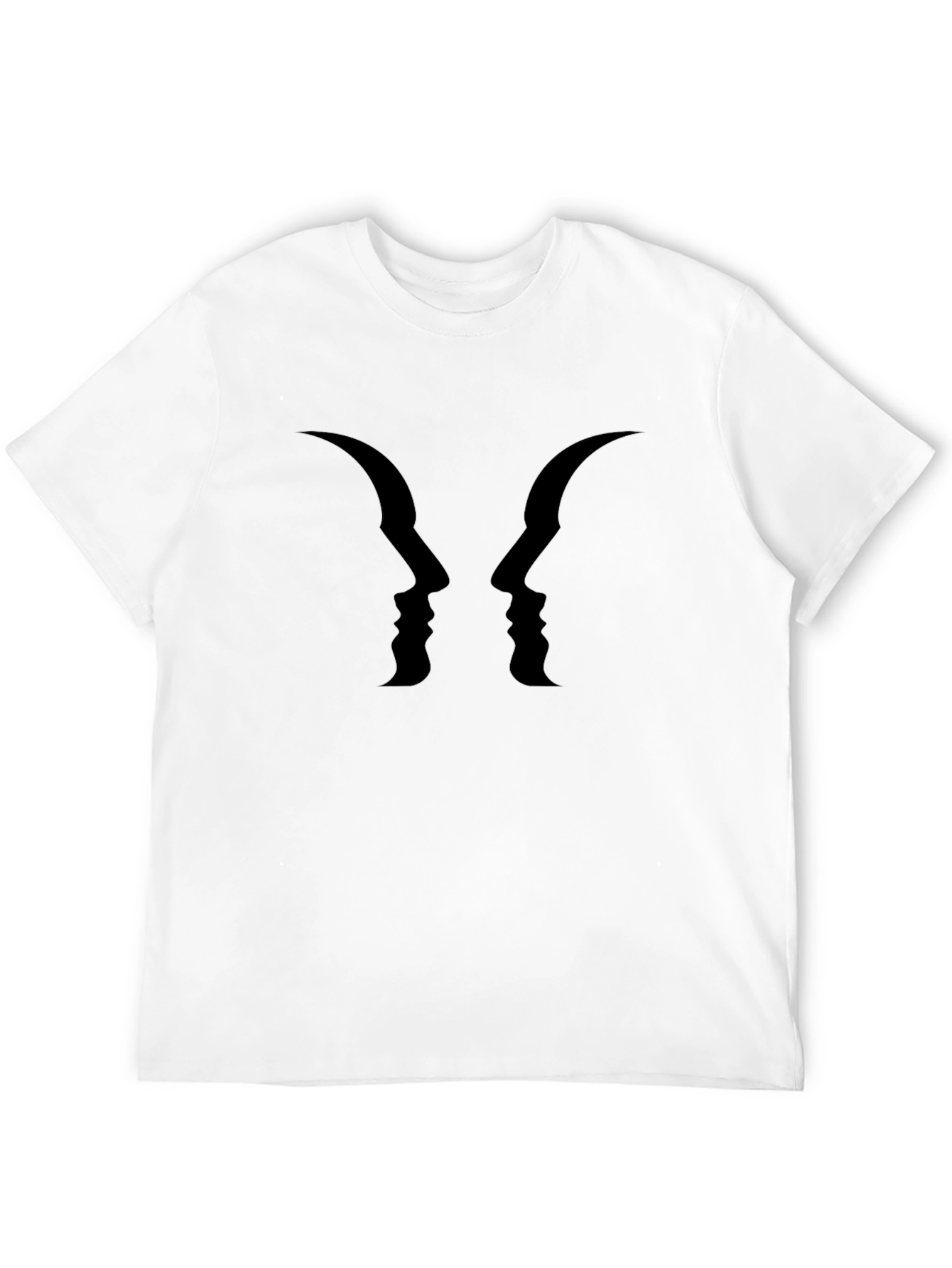 Black Optical Illusion Silhouette Face T-Shirt view 12