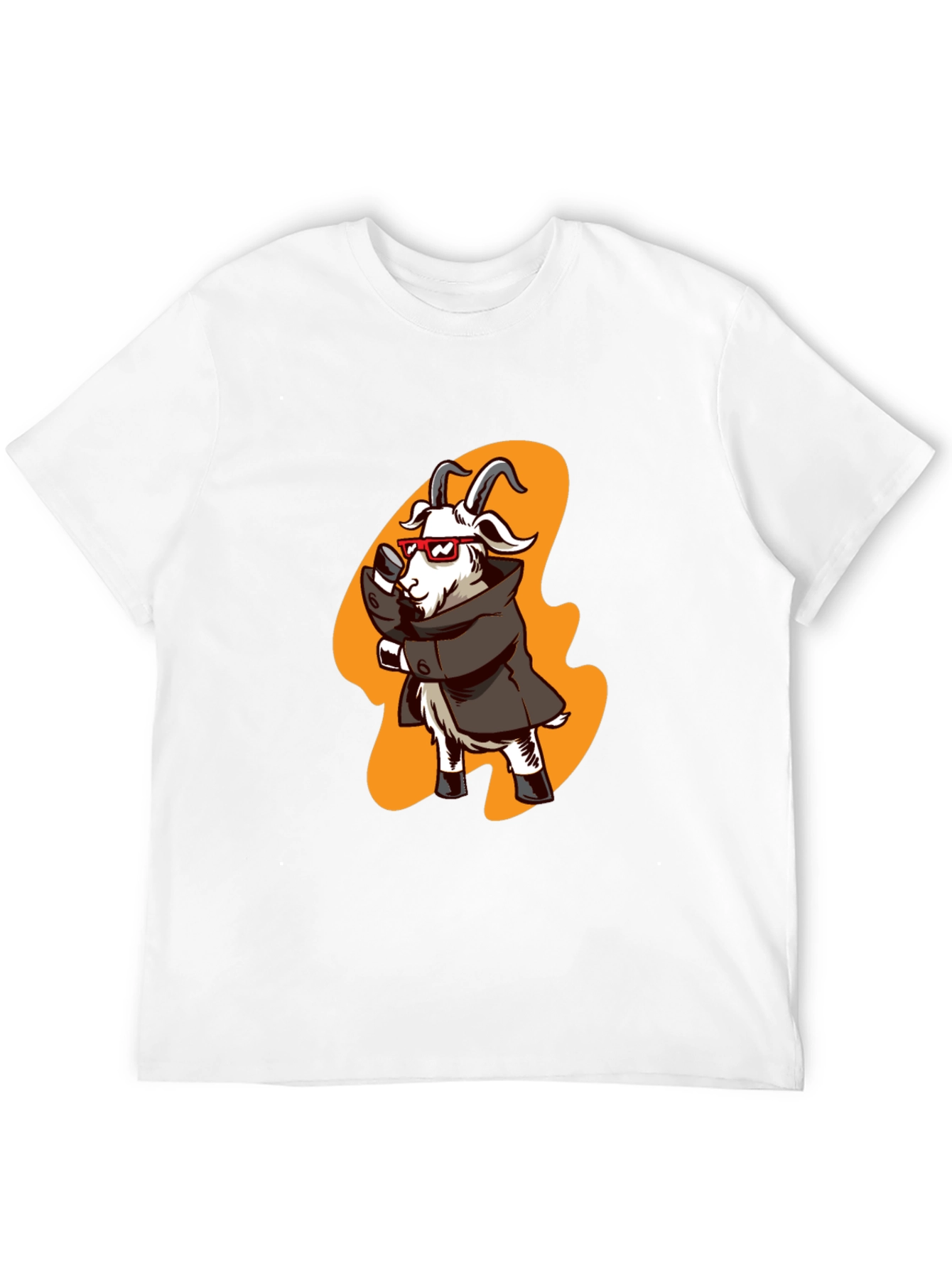 Black Cool Goat in Trench Coat Graphic Tee view 12