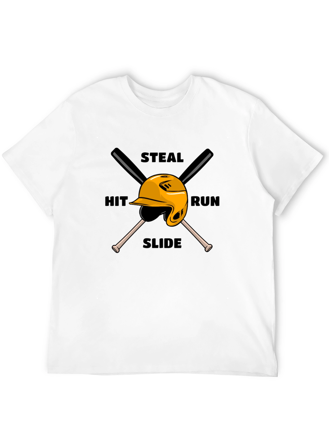 Black Baseball Steal Hit Run Graphic T-Shirt view 12