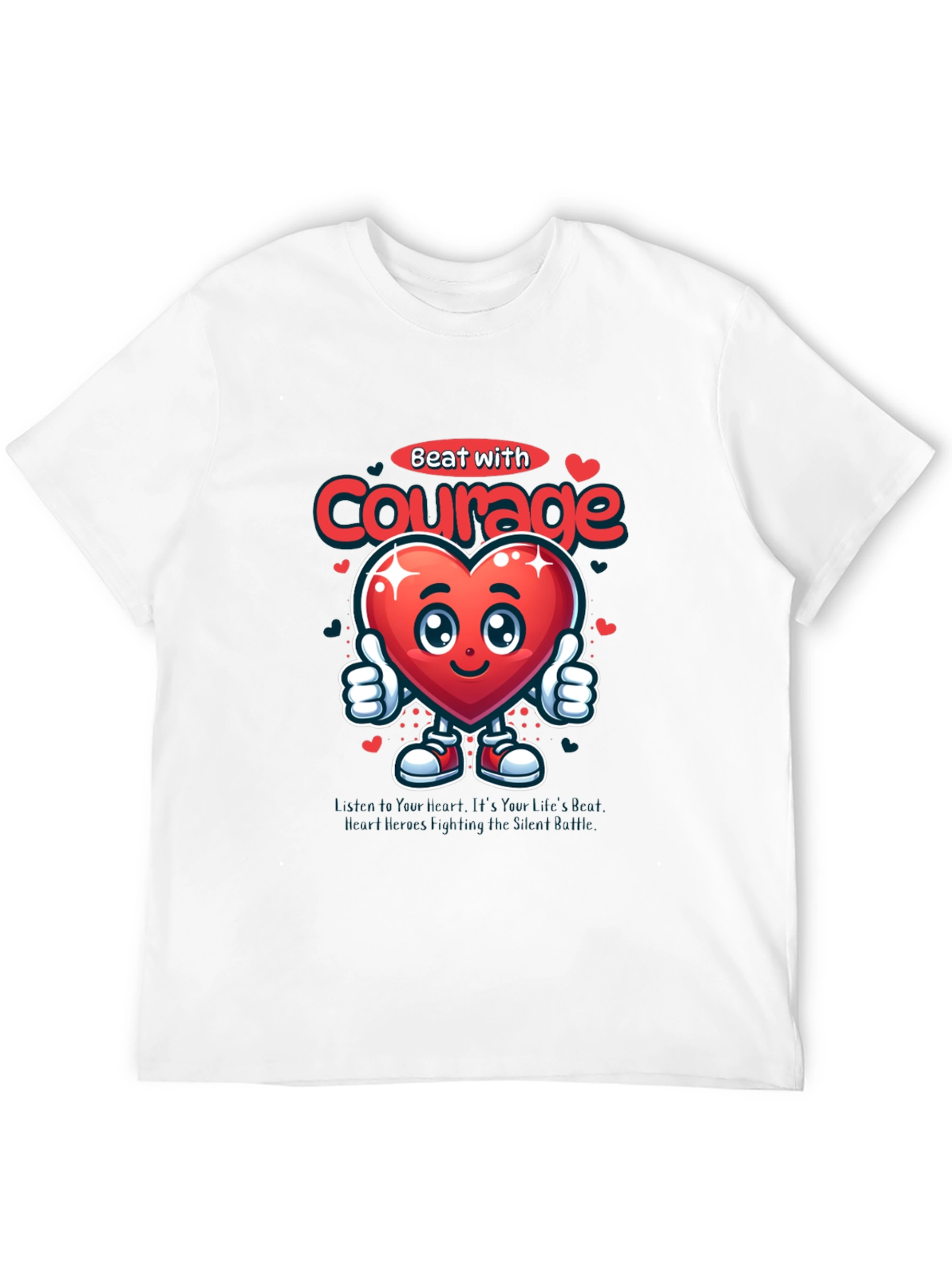 Black Courage Heart Graphic Tee - Inspirational T-Shirt view 12
