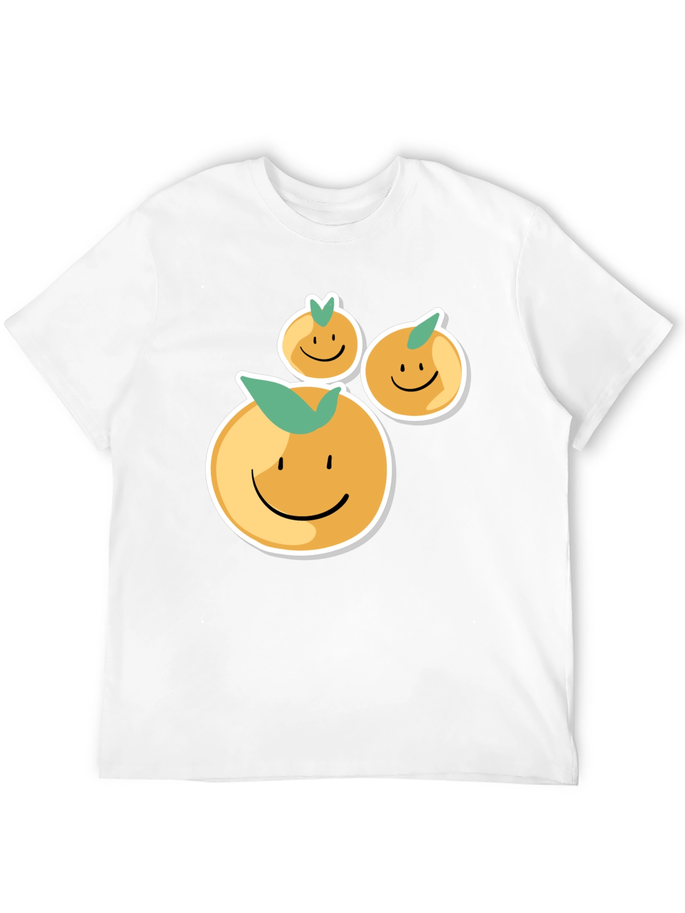 Black Smiling Oranges Graphic Tee - Casual Black T-Shirt view 12