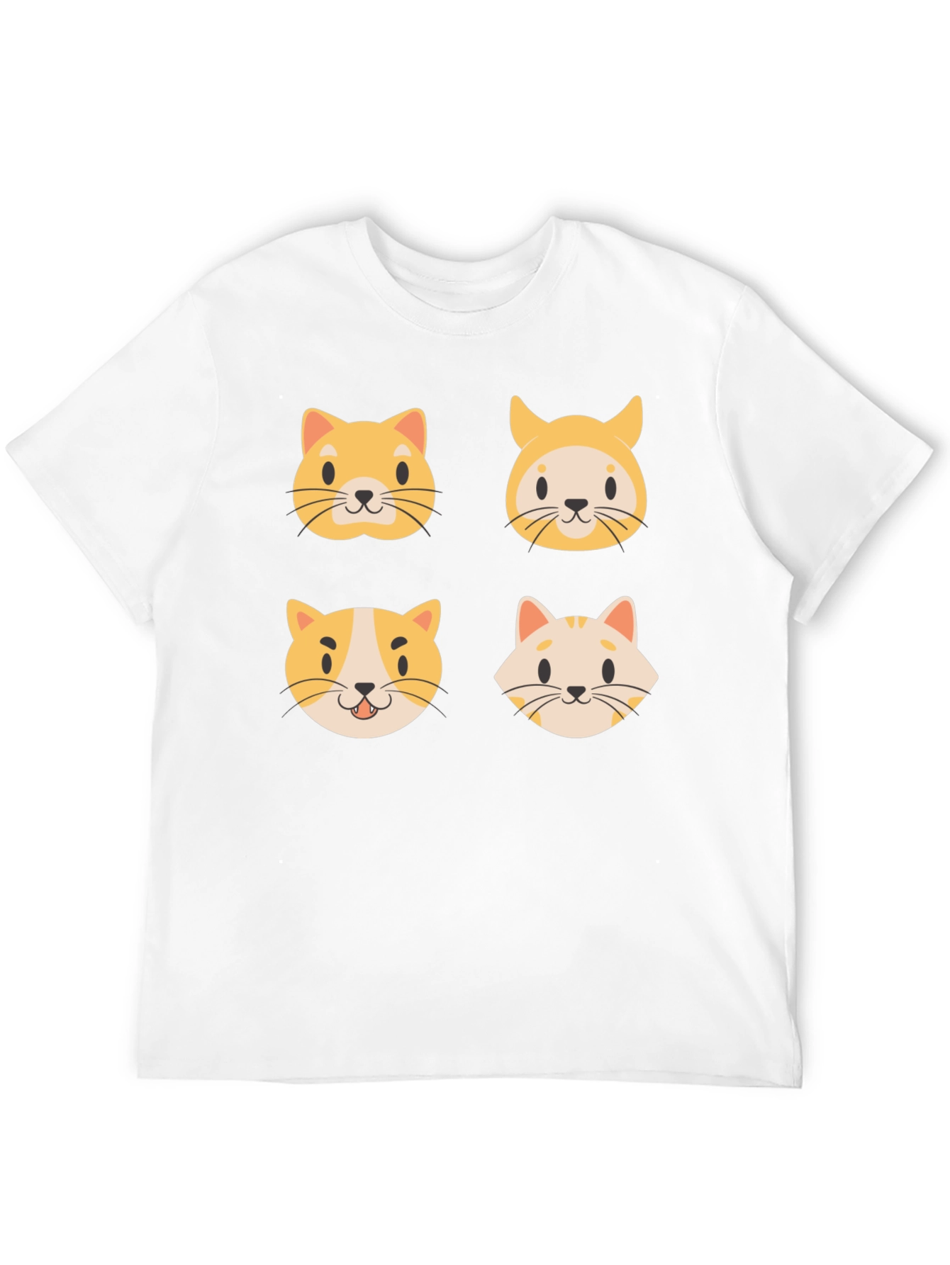 Black Cute Cat Faces Black T-Shirt view 12