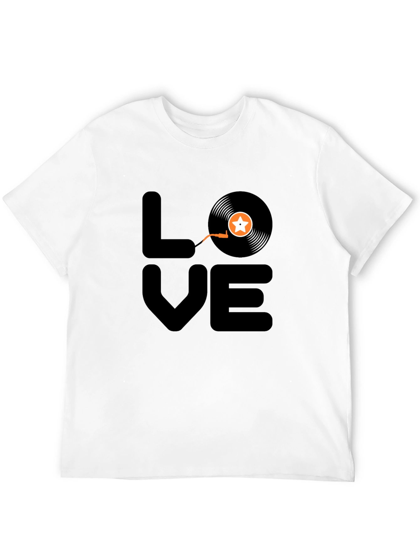 LOVE Vinyl Record Graphic Tee - Black Cotton T-Shirt - 12