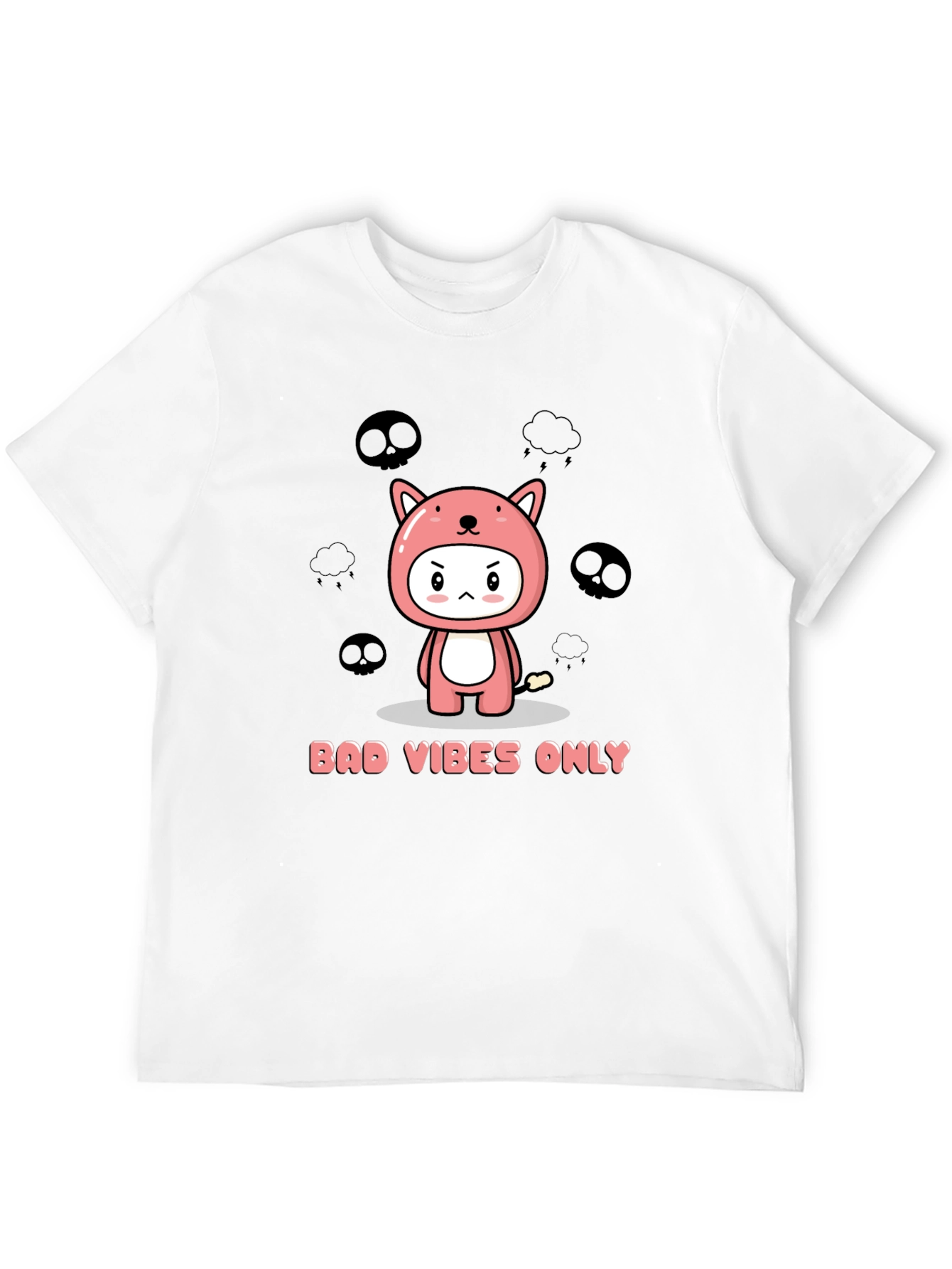Black Bad Vibes Only Kawaii Graphic T-Shirt view 12