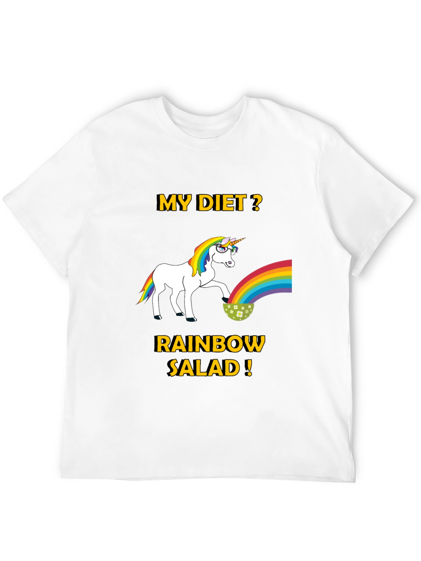 Black Unicorn Rainbow Salad Diet T-Shirt view 12