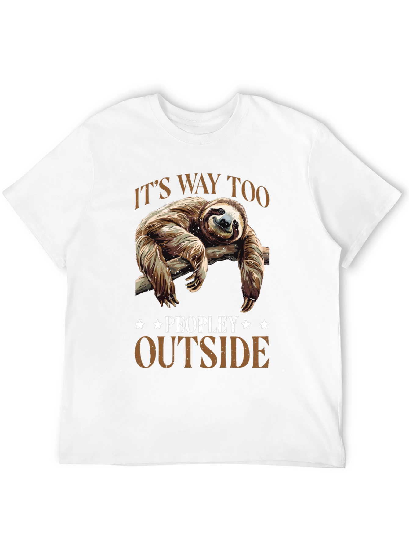 Black Lazy Sloth Graphic Tee: "It's Way Too Peopley Outside" view 12