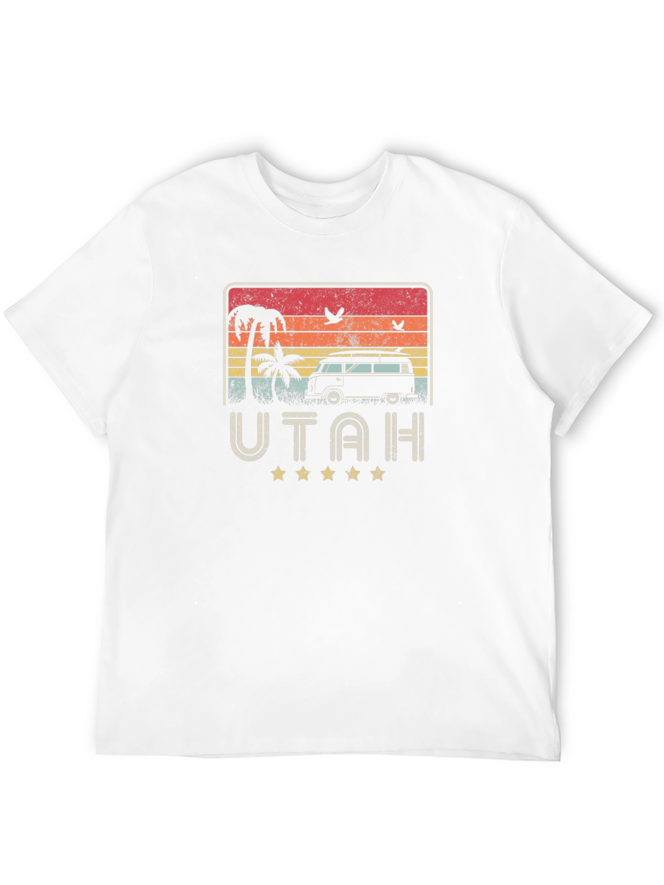 Black Retro Utah Beach Van Graphic T-Shirt view 12
