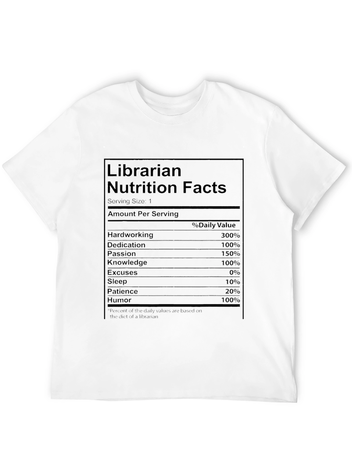 Black Librarian Nutrition Facts Funny T-Shirt view 12