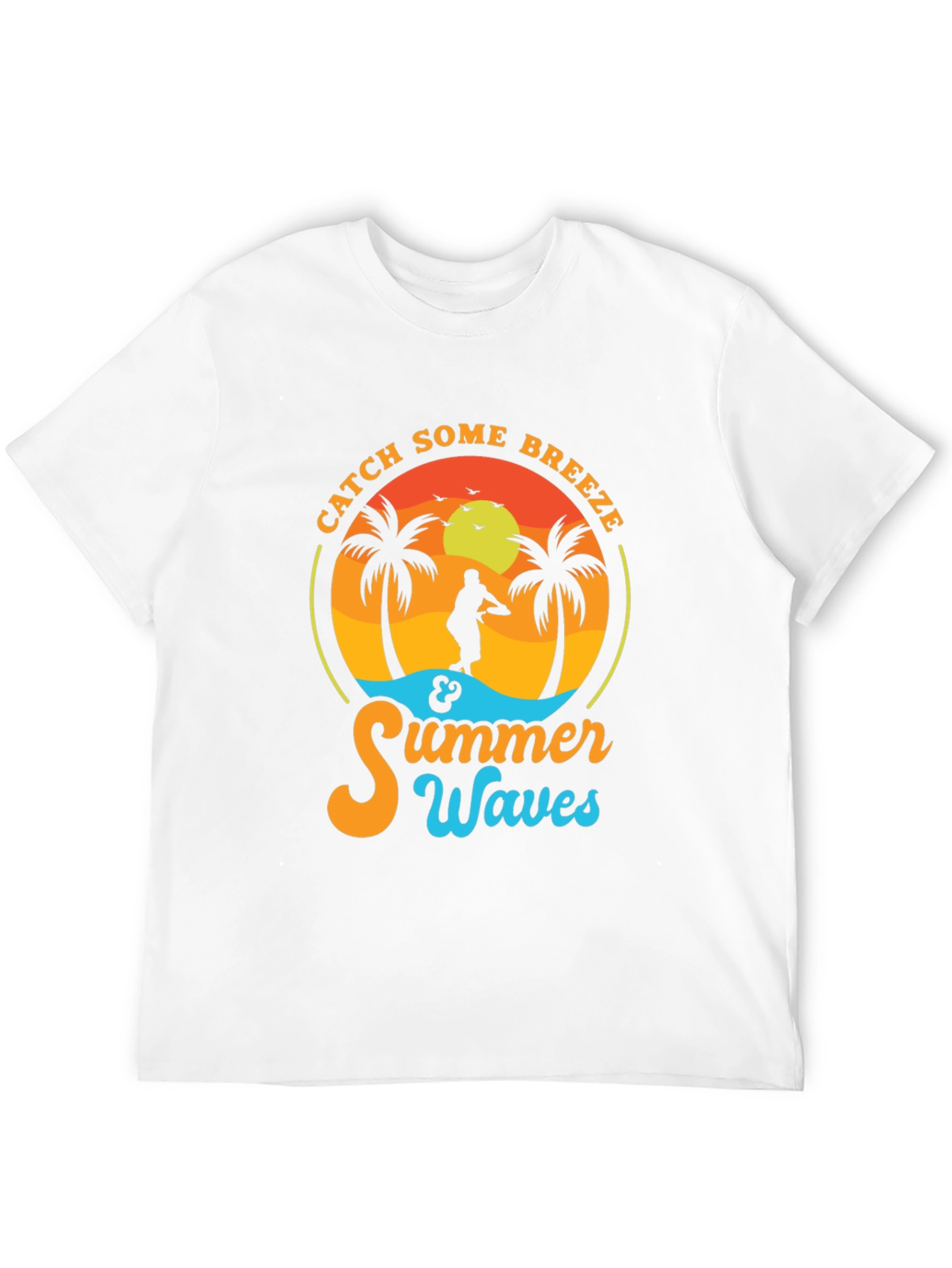 Black Catch Some Breeze Summer Waves Graphic Tee view 12