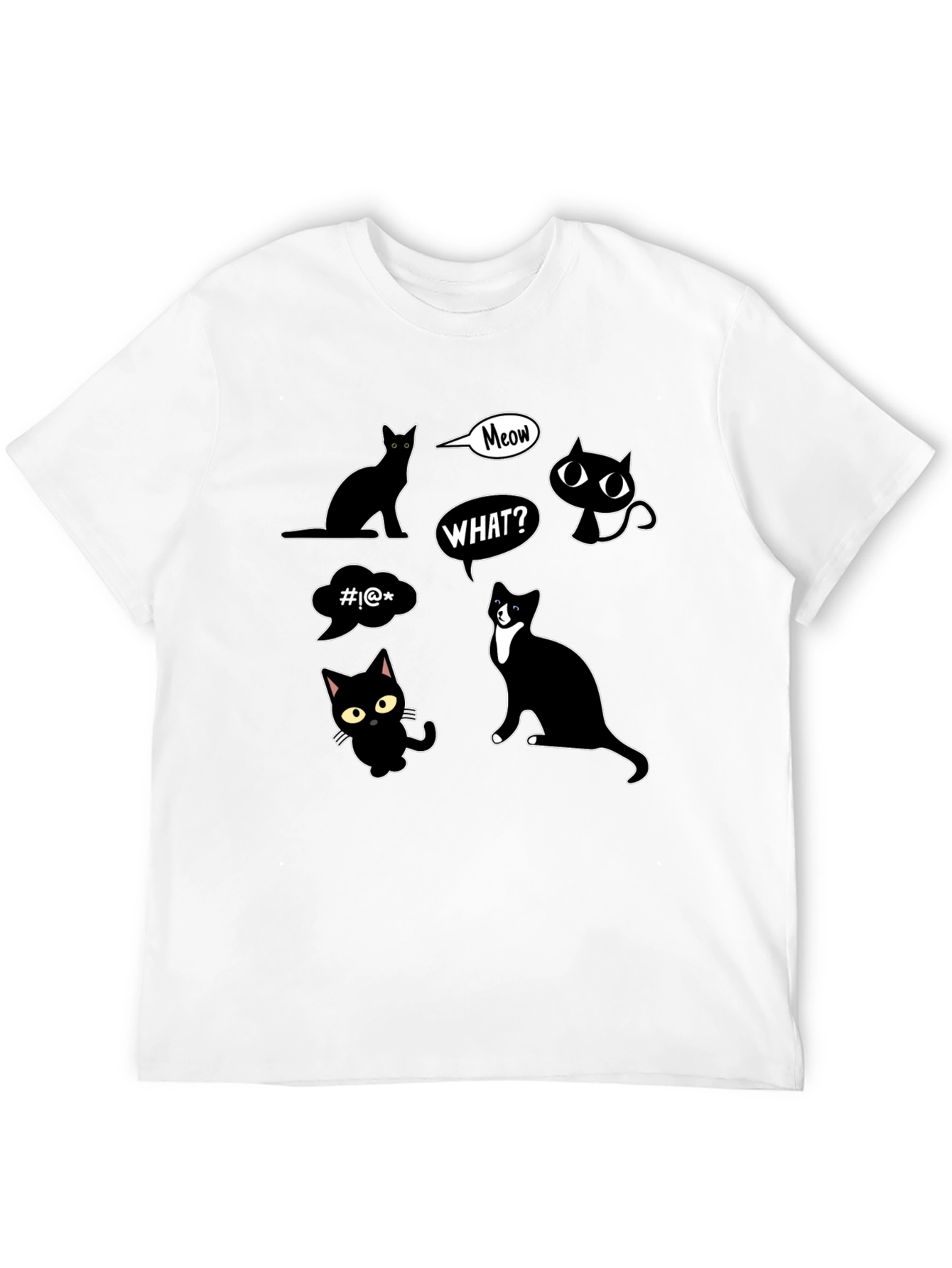 Black Funny Cats Graphic Black T-Shirt view 12