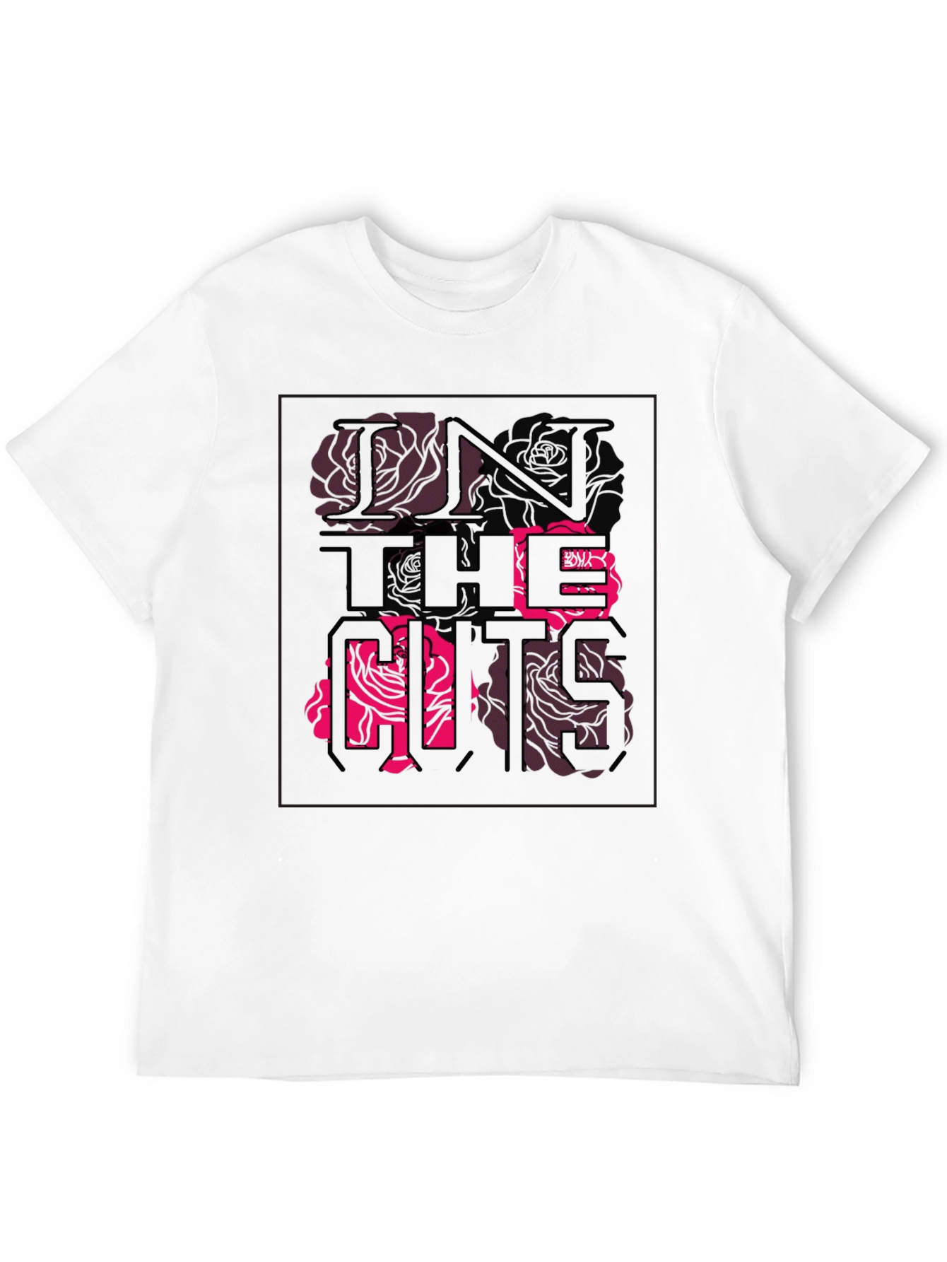 Black Stylish Black Graphic Tee - Rose Text Design view 12