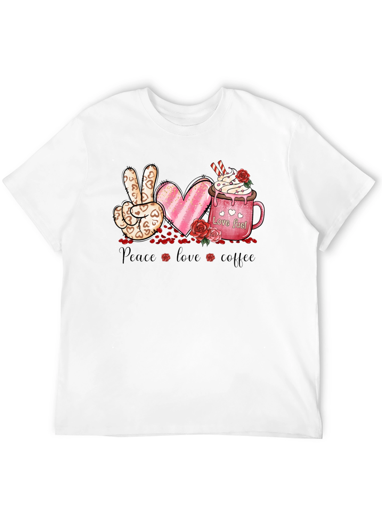 Black Peace Love Coffee Valentine T-Shirt view 12