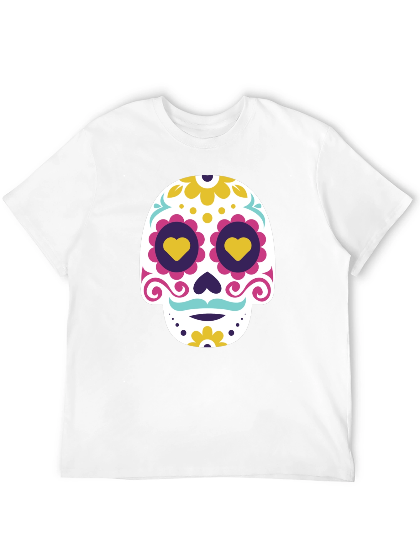 Black Black T-Shirt with Colorful Sugar Skull Graphic view 12