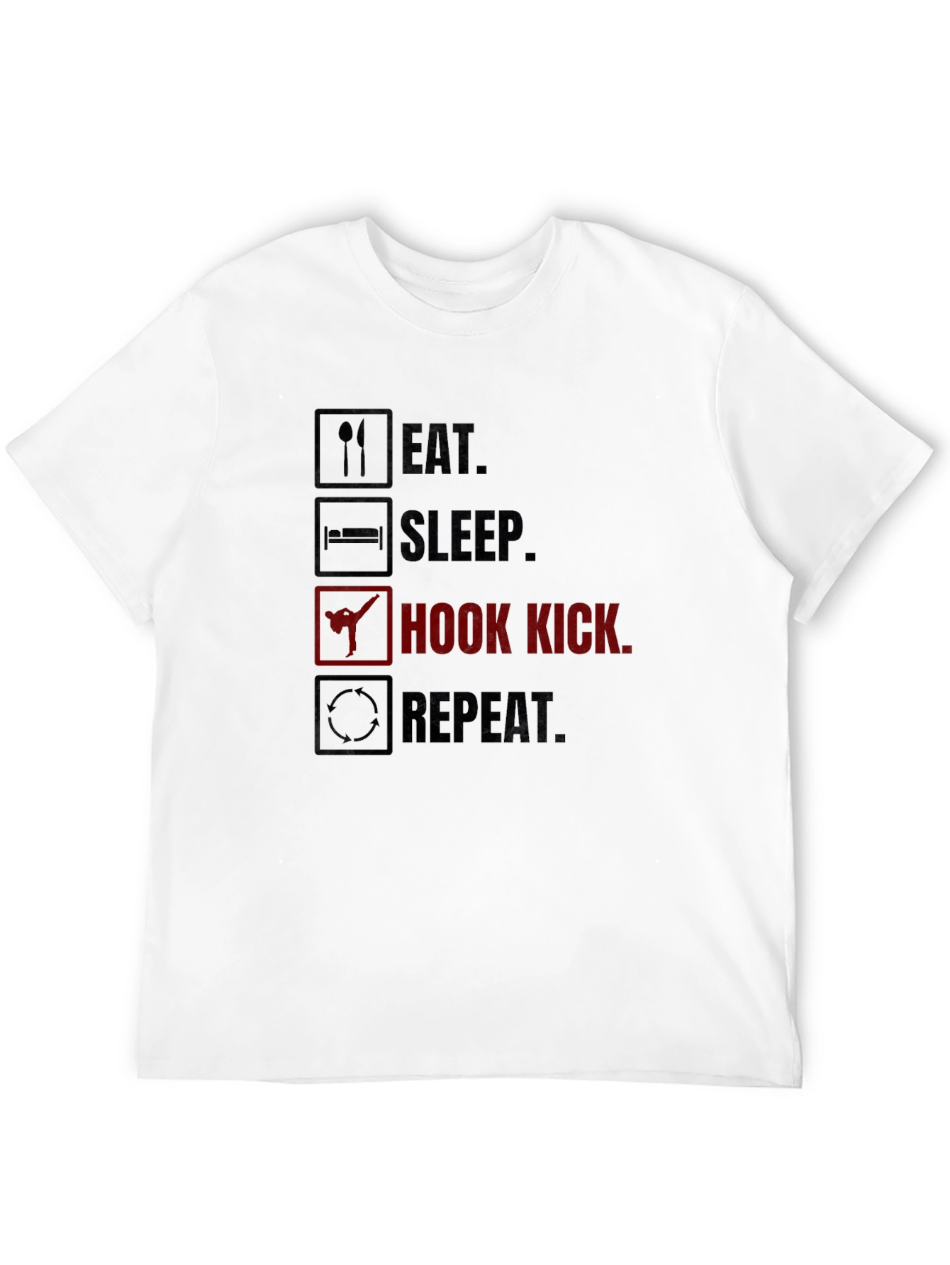 Black Eat Sleep Hook Kick Repeat Graphic T-Shirt view 12