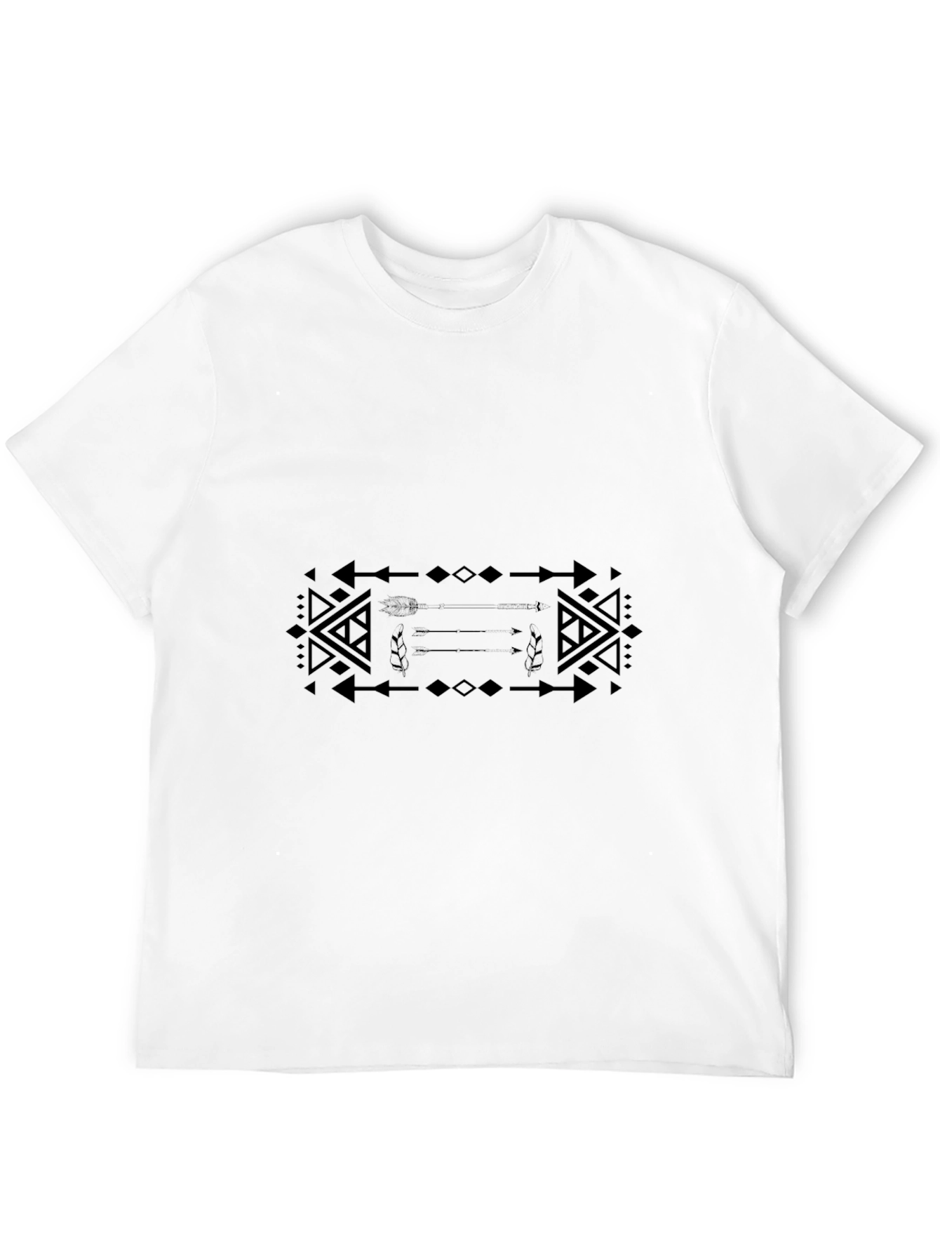 Black Tribal Arrow Graphic Tee - Black Cotton Casual Shirt view 12