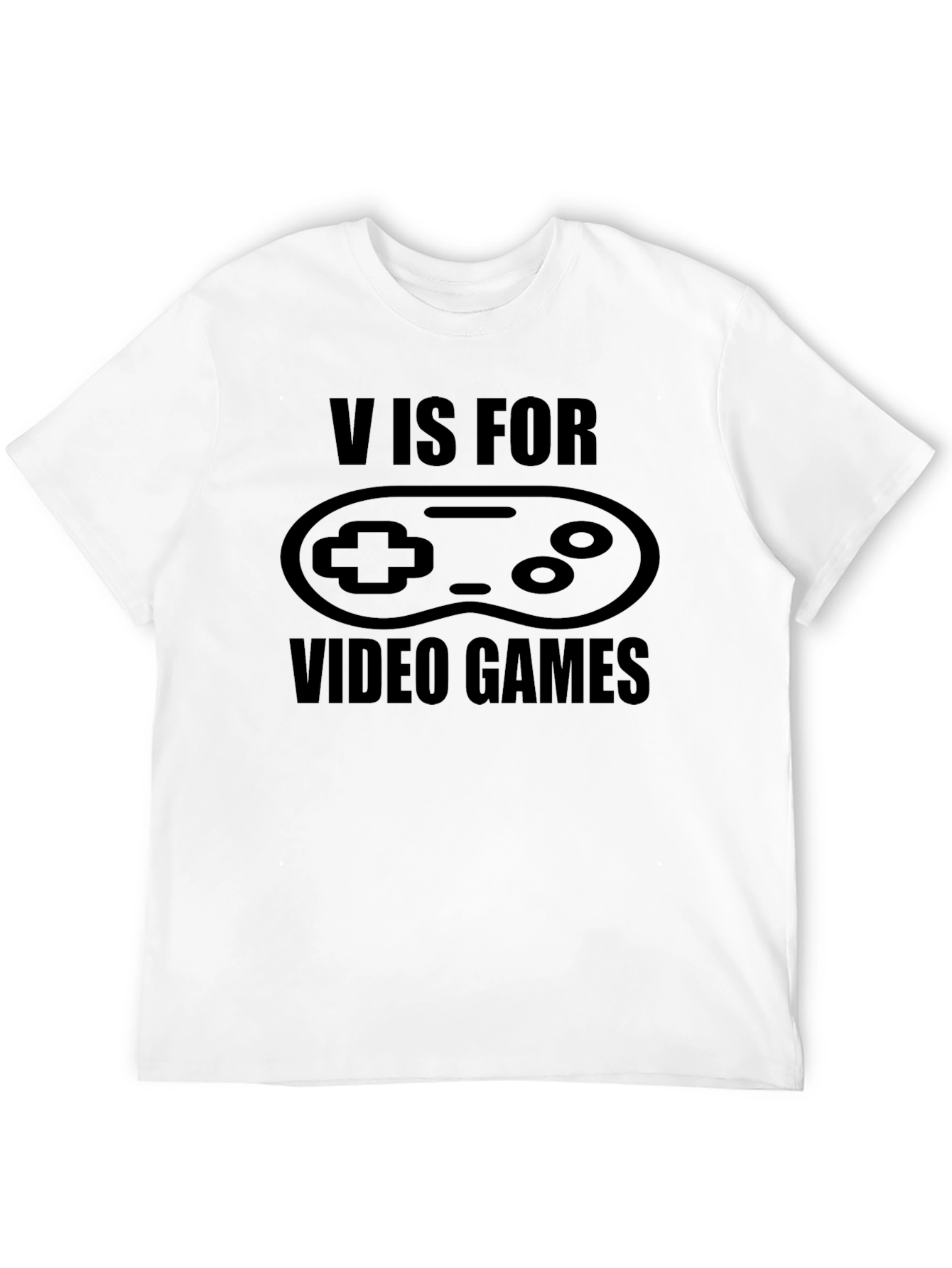 Black V is for Video Games Black T-Shirt view 12