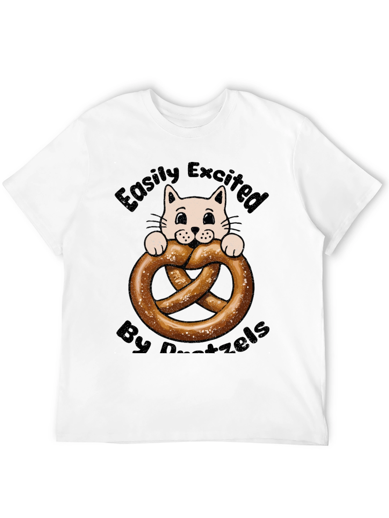 Black Easily Excited By Pretzels Cat T-Shirt view 12