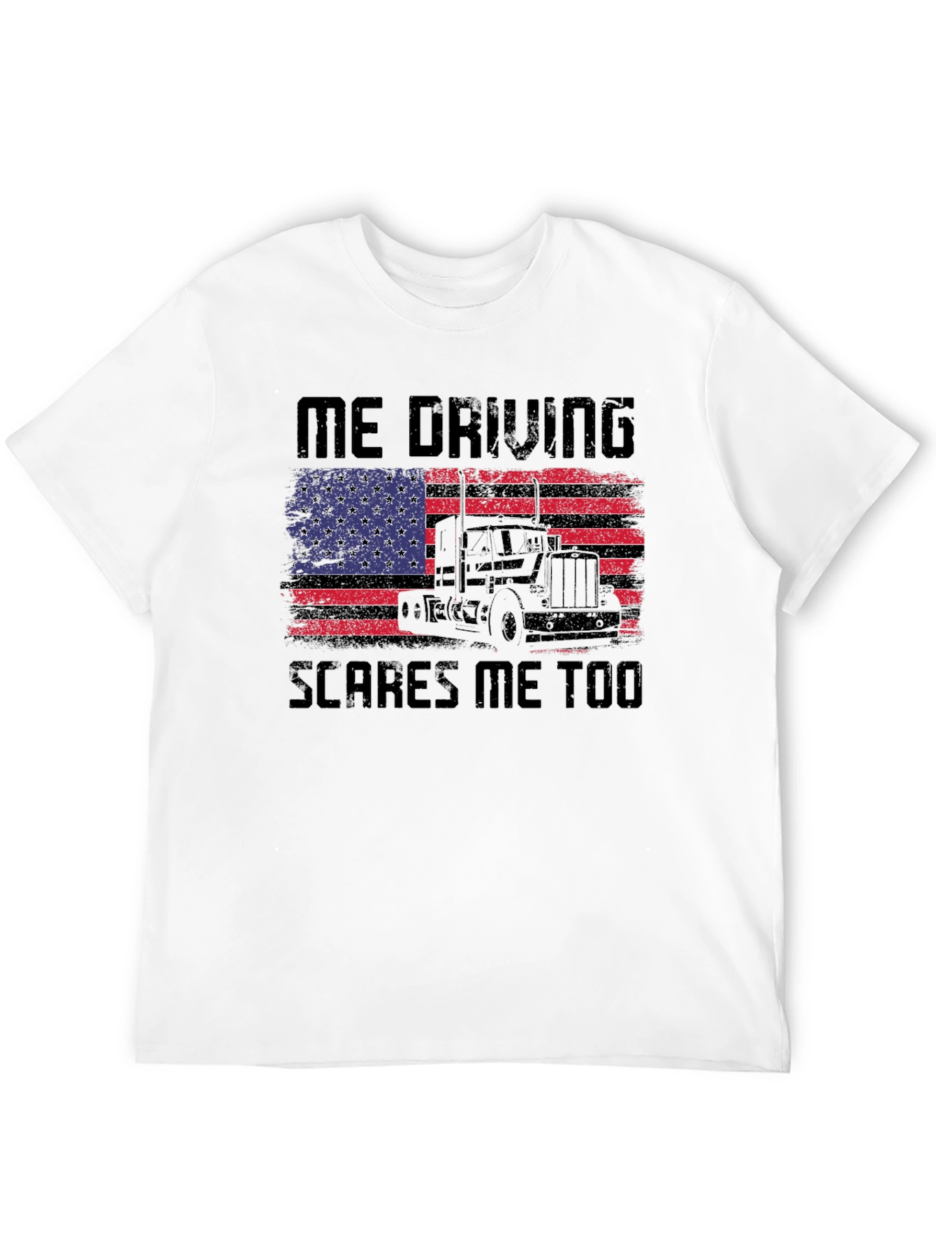 Black Trucker T-Shirt: Me Driving Scares Me Too! view 12