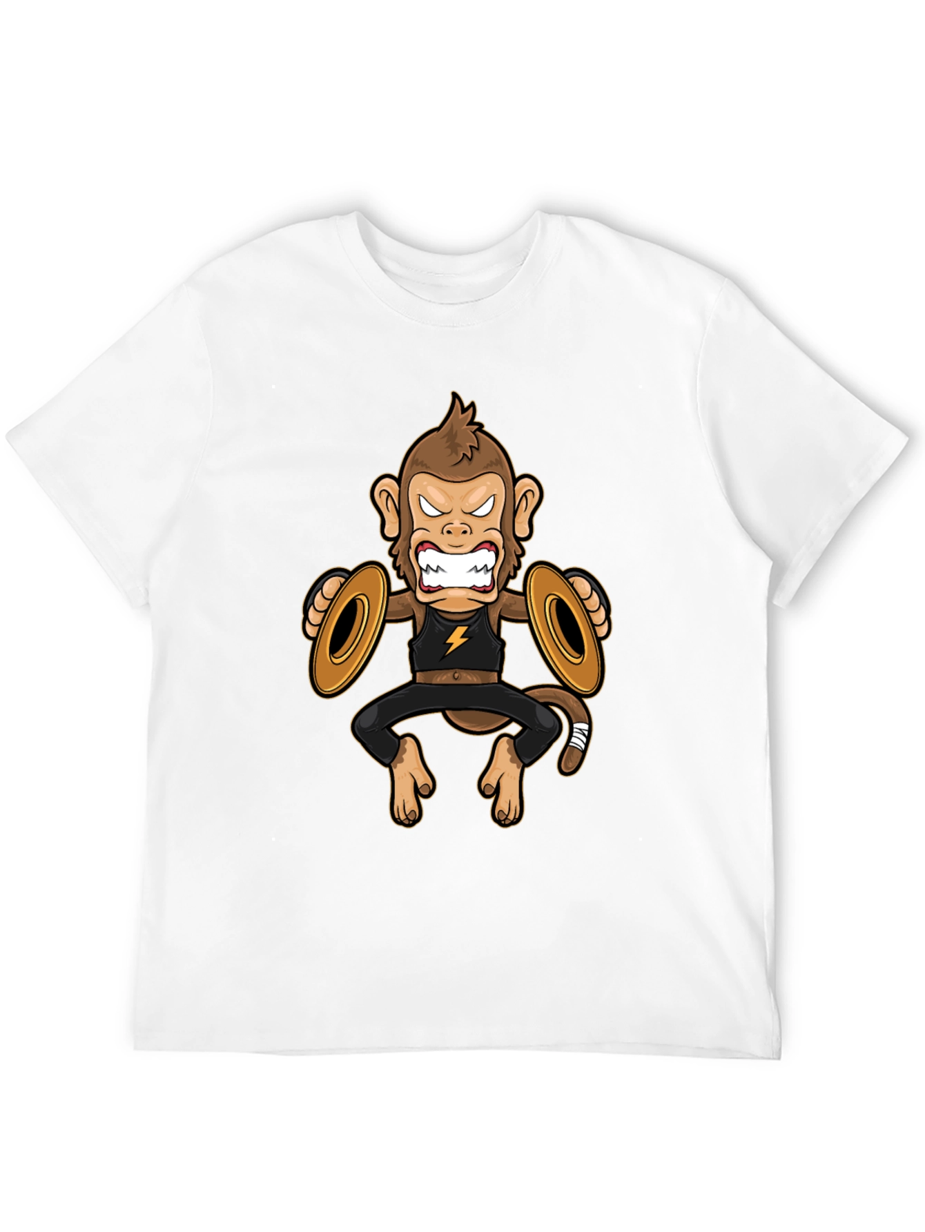 Black Monkey Cymbals Black T-Shirt Funny Graphic Tee view 12