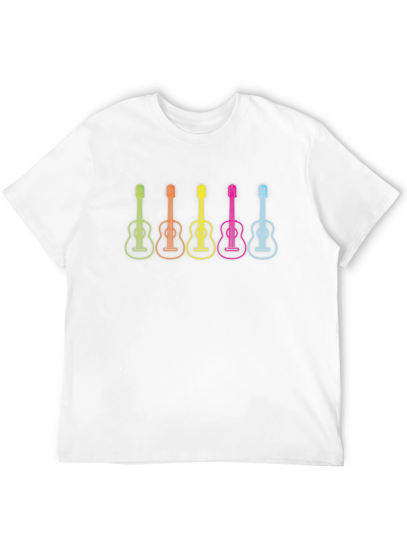 Black Neon Guitar Graphic Black T-Shirt view 12