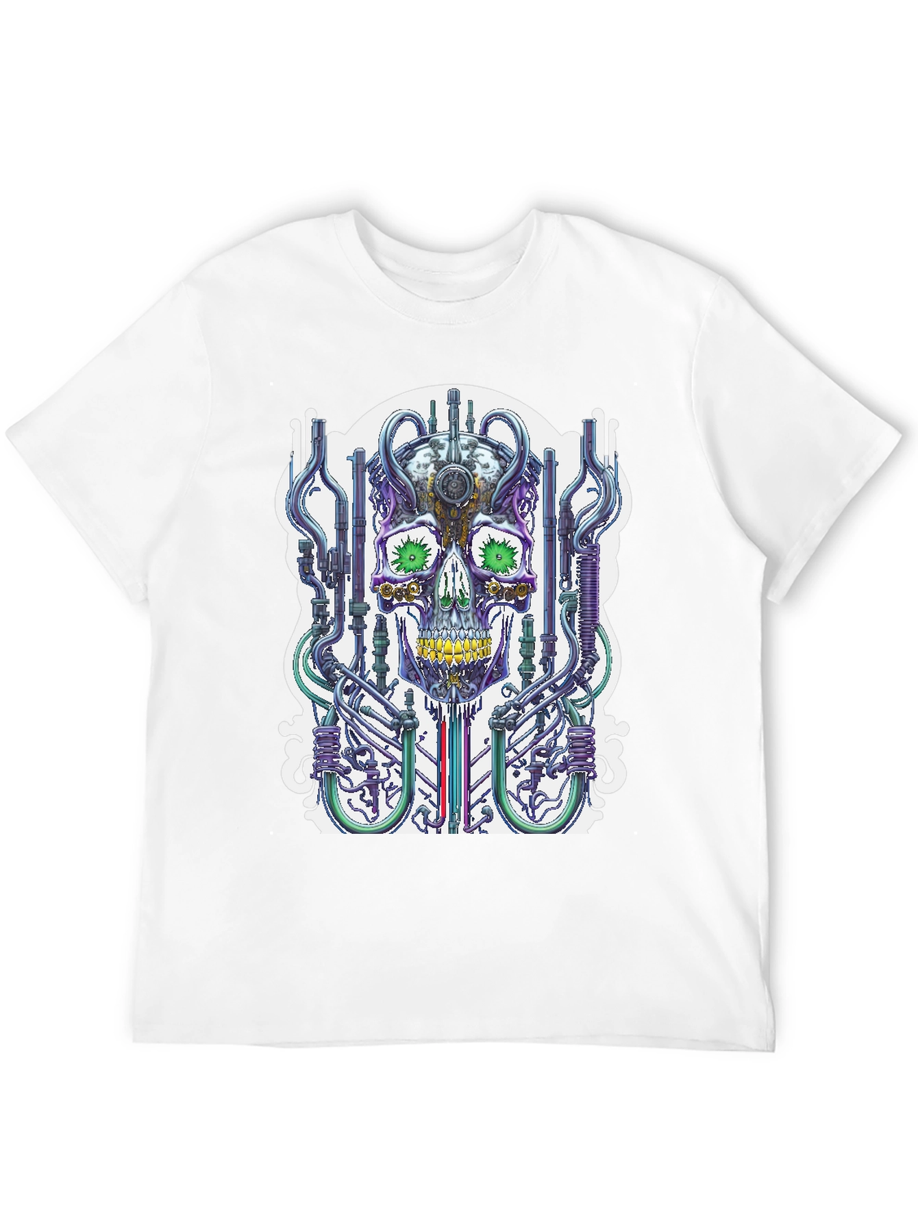 Black Cyberpunk Skull T-Shirt - Unique Graphic Tee view 12