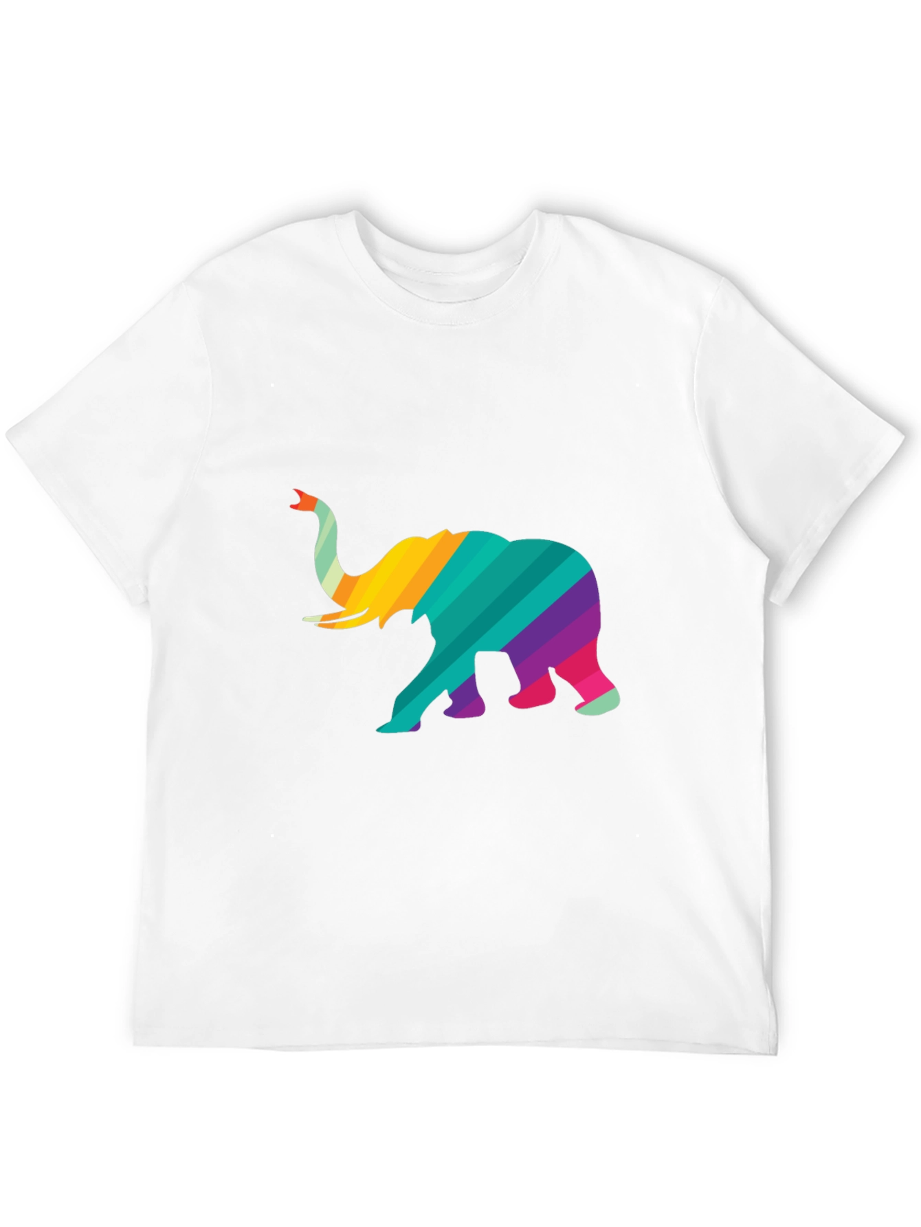 Black Rainbow Striped Elephant Graphic Tee - Unique Design view 12