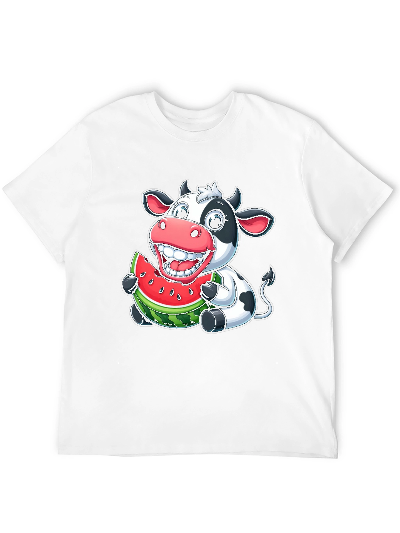 Black Funny Cow Watermelon Graphic T-Shirt view 12