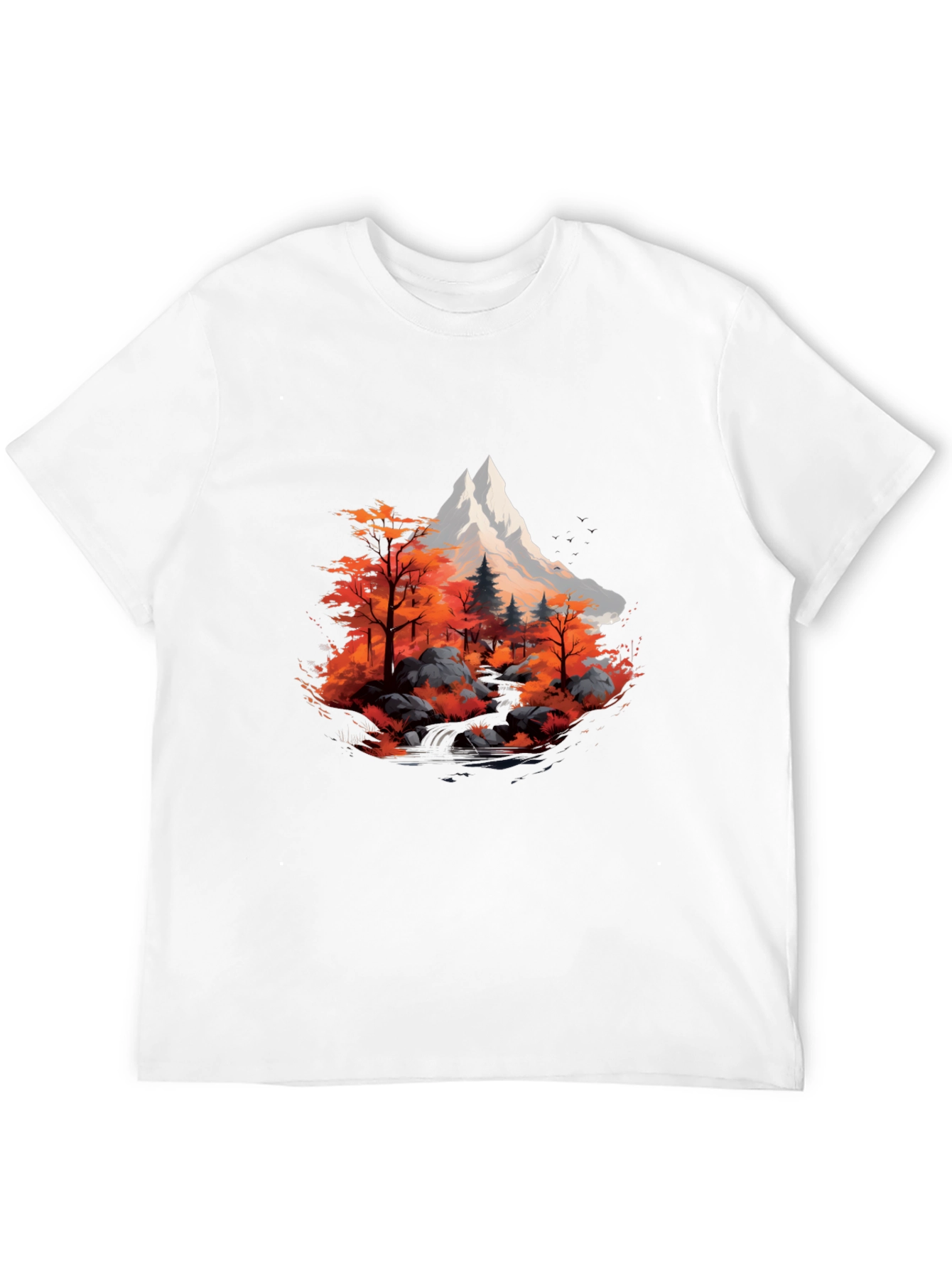 Black Mountain & Autumn Forest Graphic Black Tee view 12