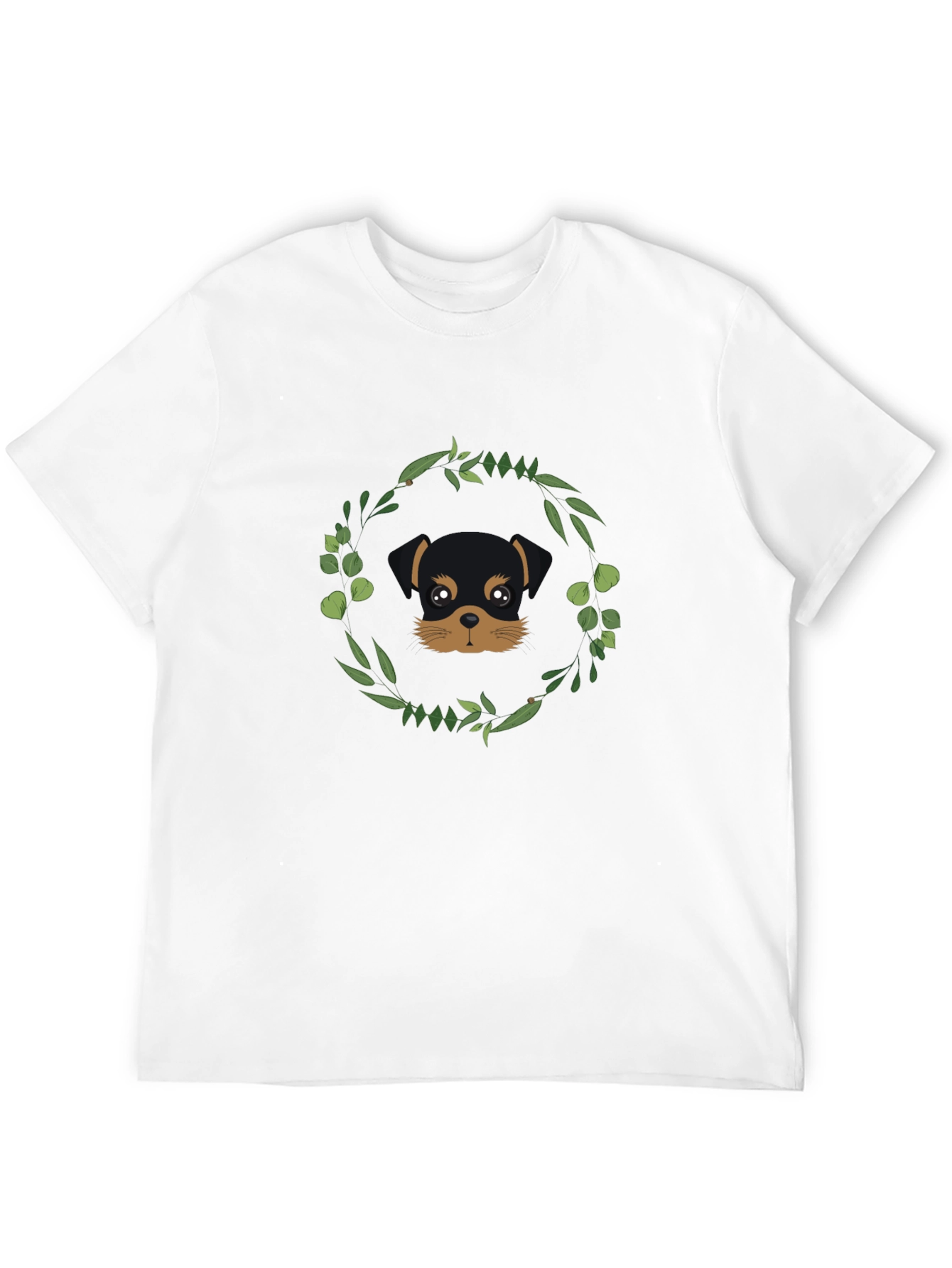 Black Dog Lover T-Shirt - Rottweiler Puppy with Floral Wreath view 12