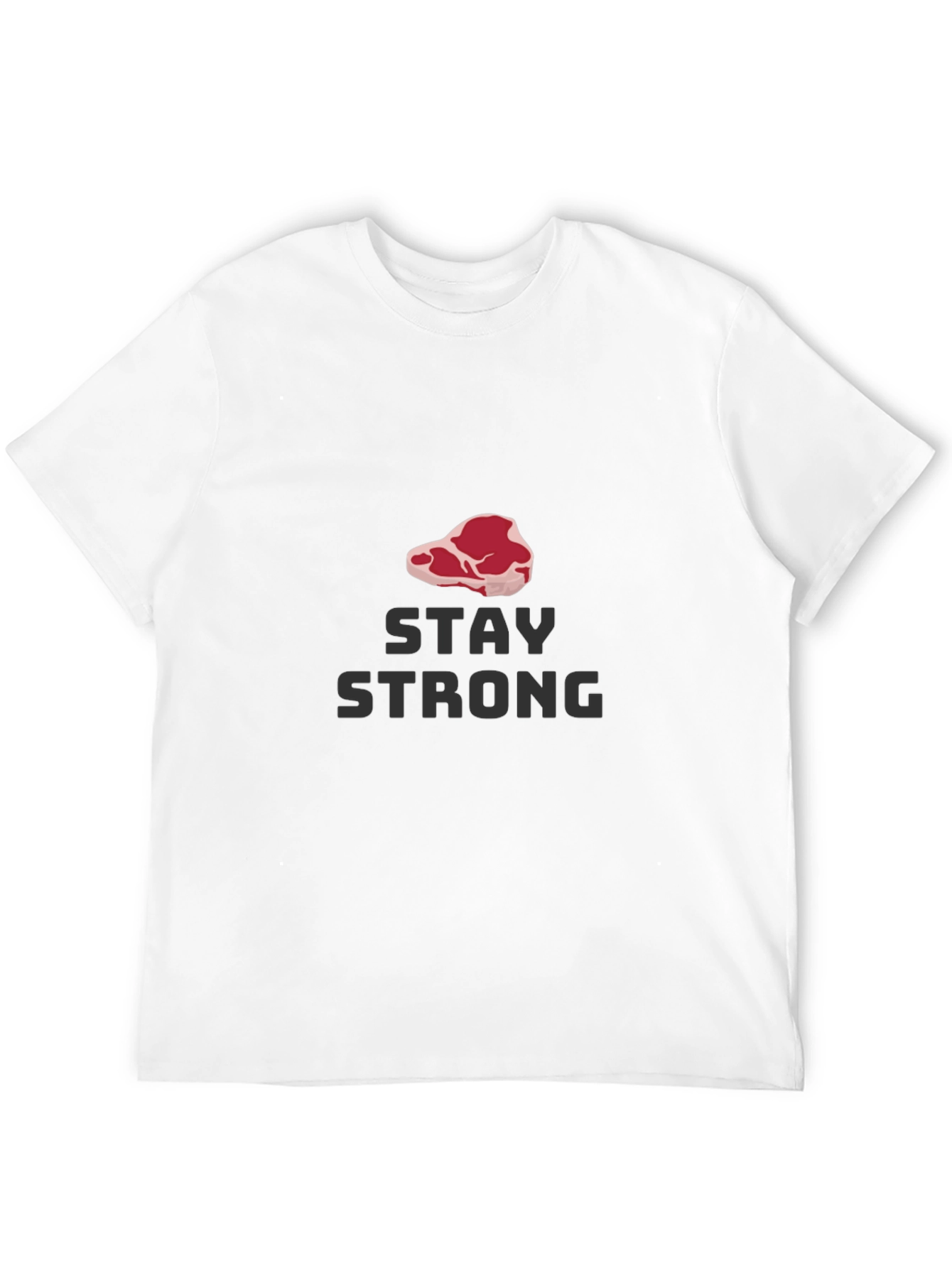Black Stay Strong Steak Graphic Tee - Black Casual T-Shirt view 12