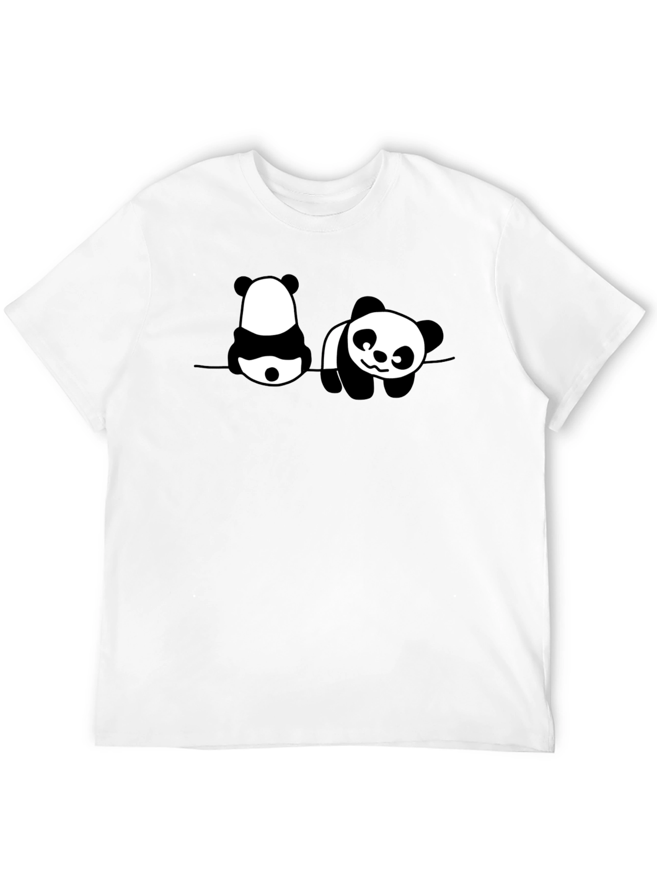 Black Panda Print Men's Black Graphic T-Shirt view 12