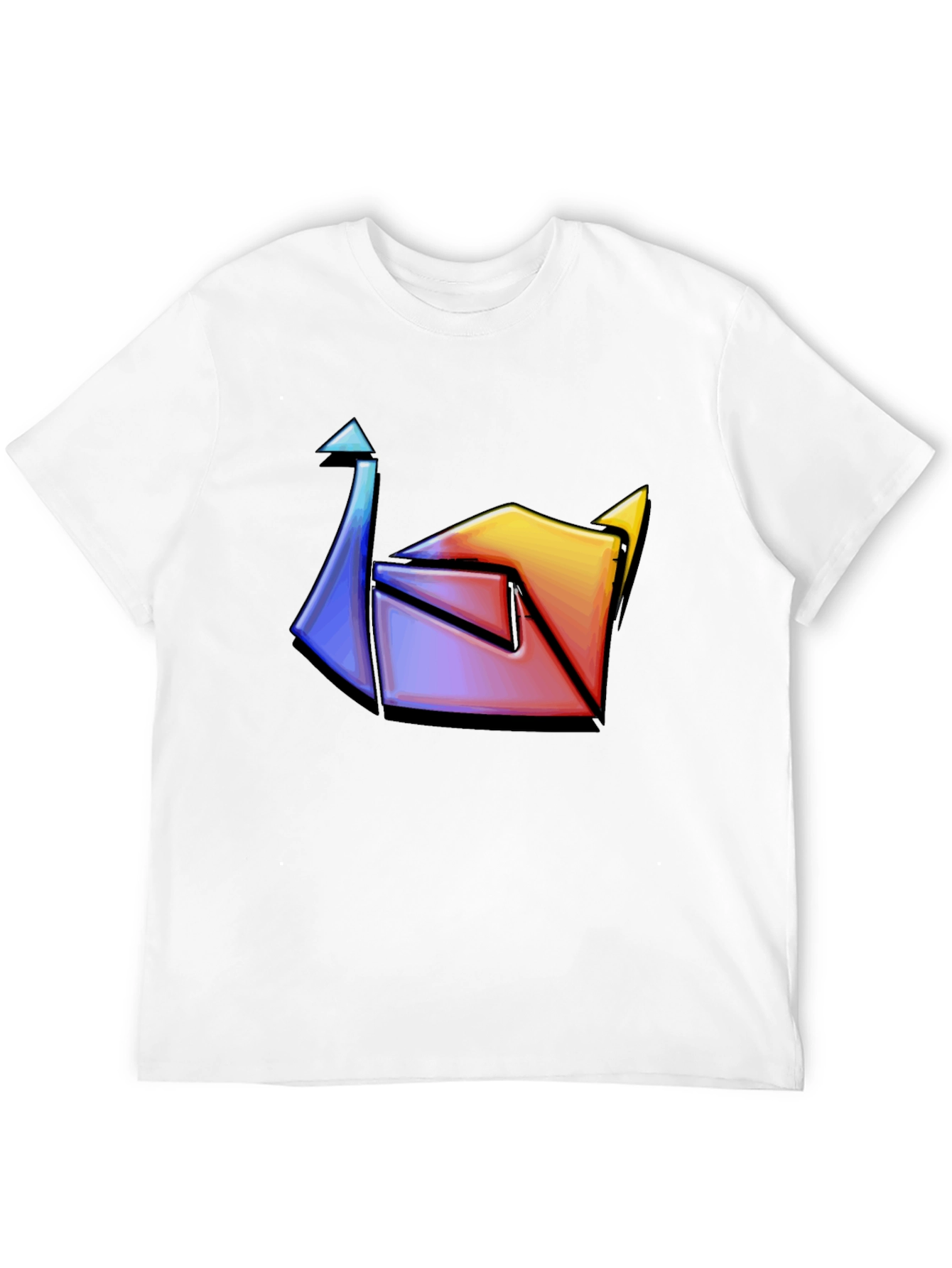 Black Abstract Colorful Origami Graphic Tee view 12