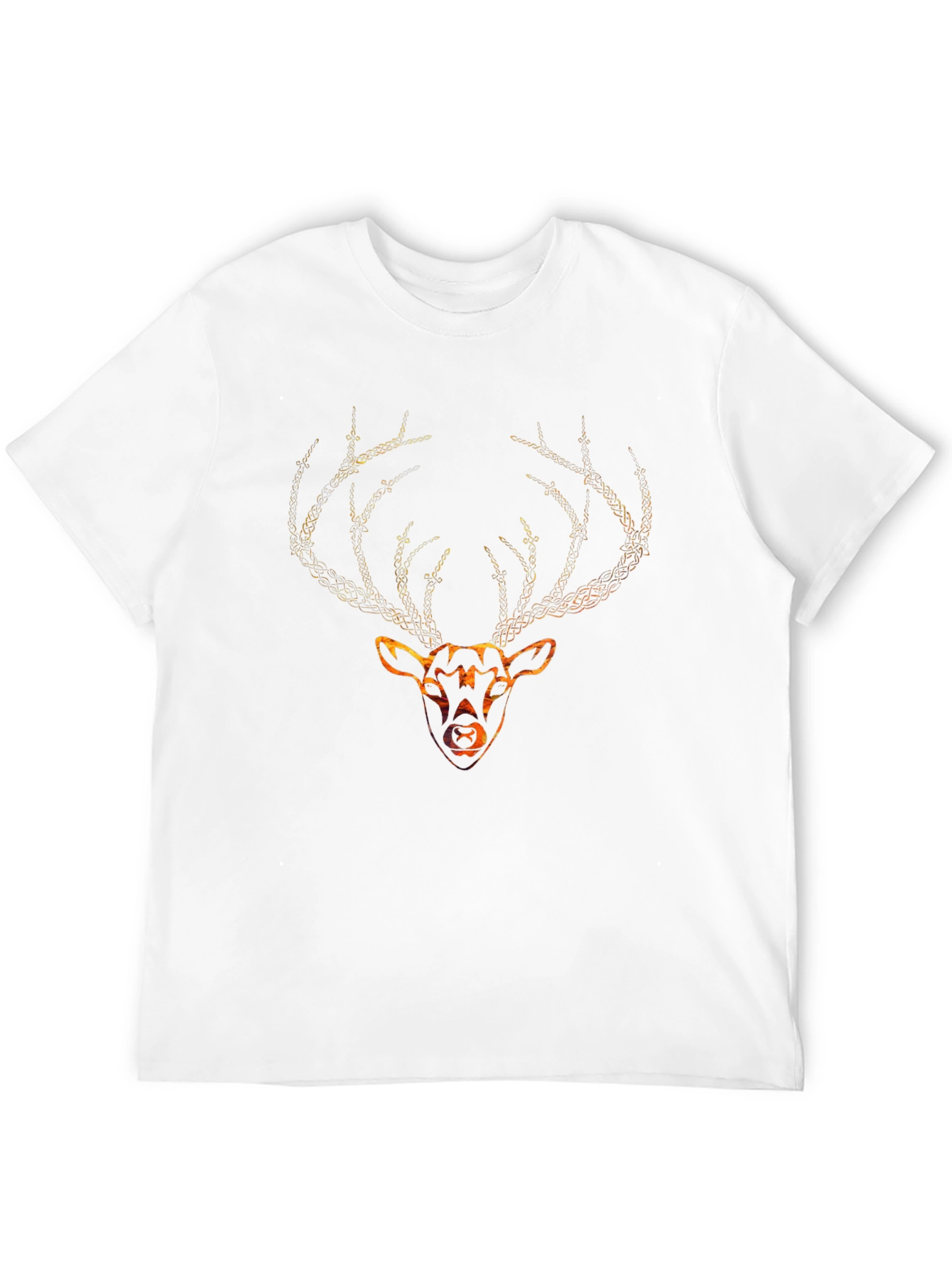 Black Celtic Deer Graphic Tee - Black Cotton T-Shirt view 12