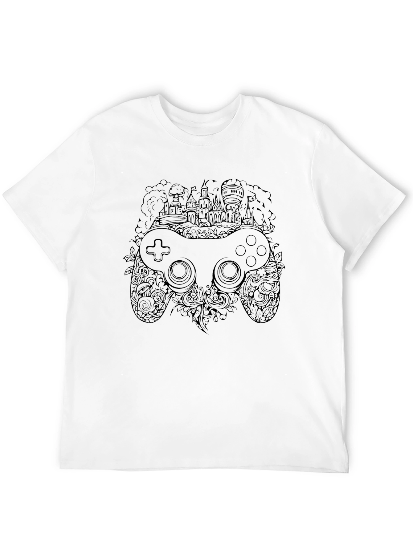 Black Gaming Controller Castle Black T-Shirt view 12