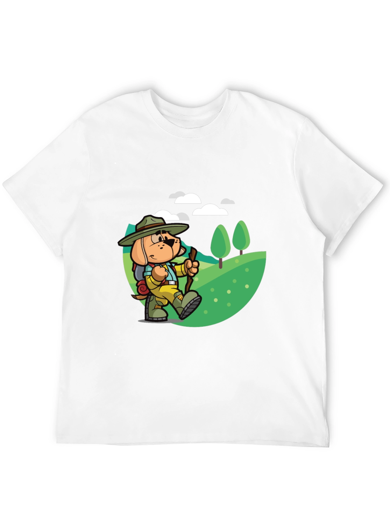 Black Cartoon Dog Hiking T-Shirt view 12