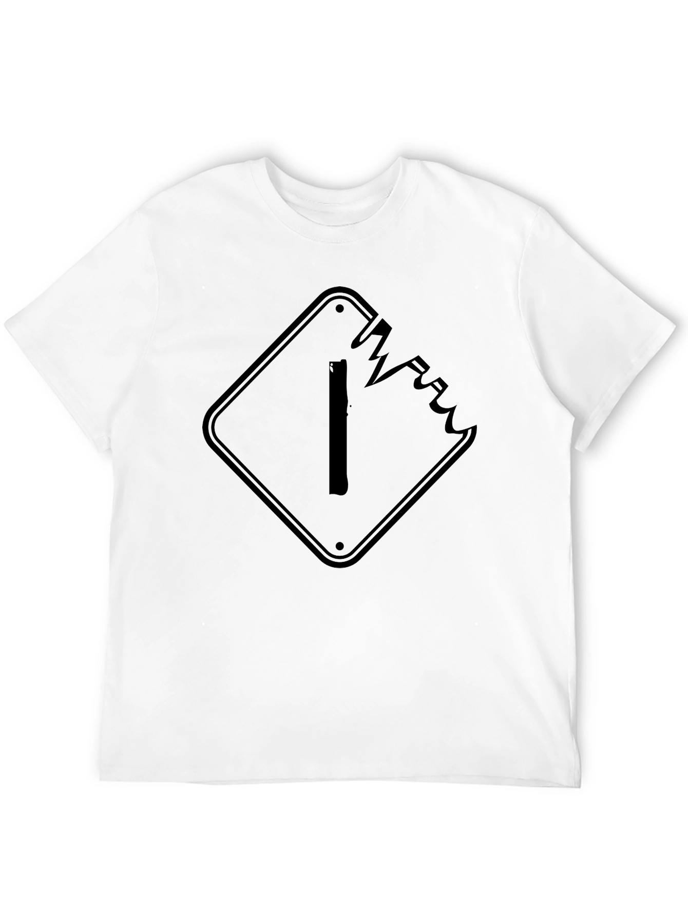 Black Edgy Cracked Sign Graphic Tee - Black Cotton T-Shirt view 12