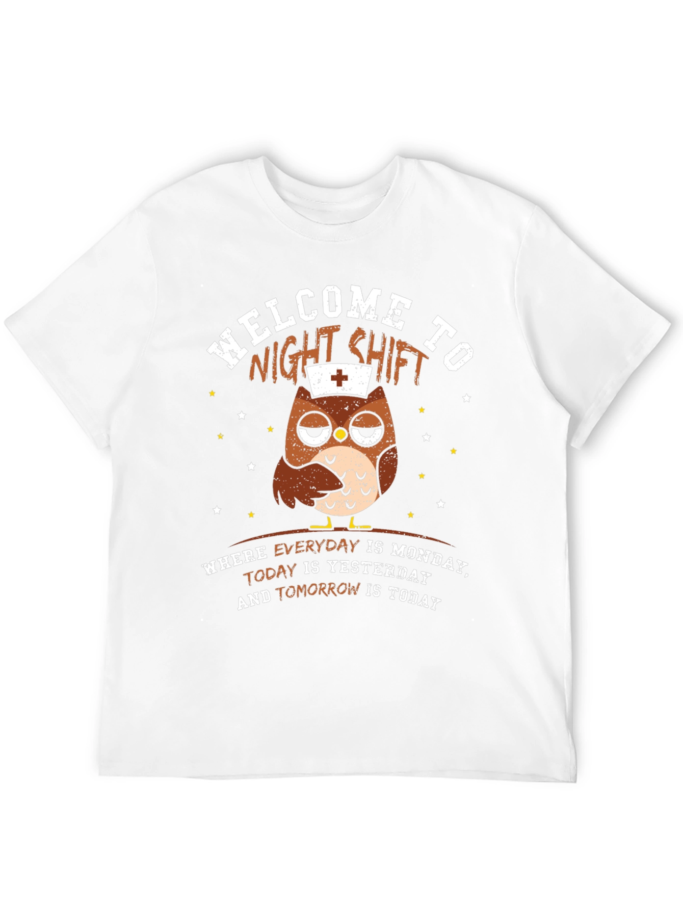 Black Night Shift Nurse Owl T-Shirt view 12