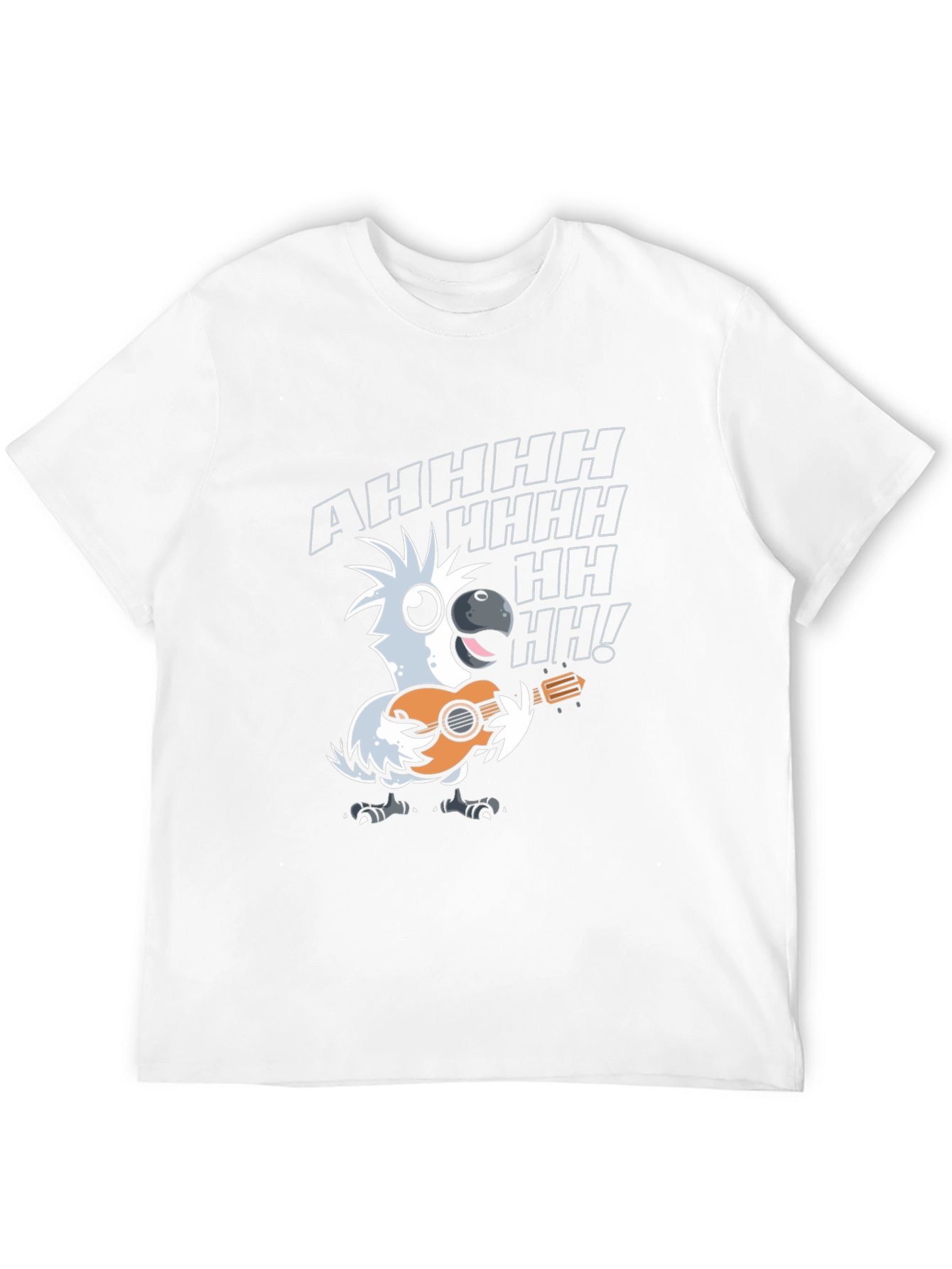 Black Parrot Guitar Player T-Shirt - Black Cotton Tee view 12