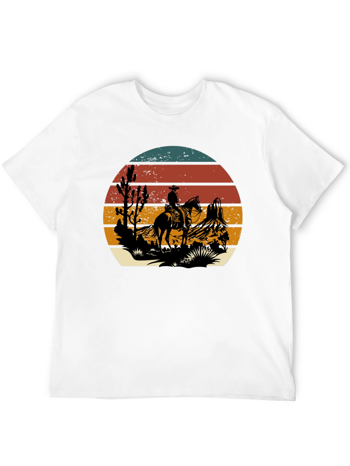 Black Western Cowboy Sunset Graphic T-Shirt view 12